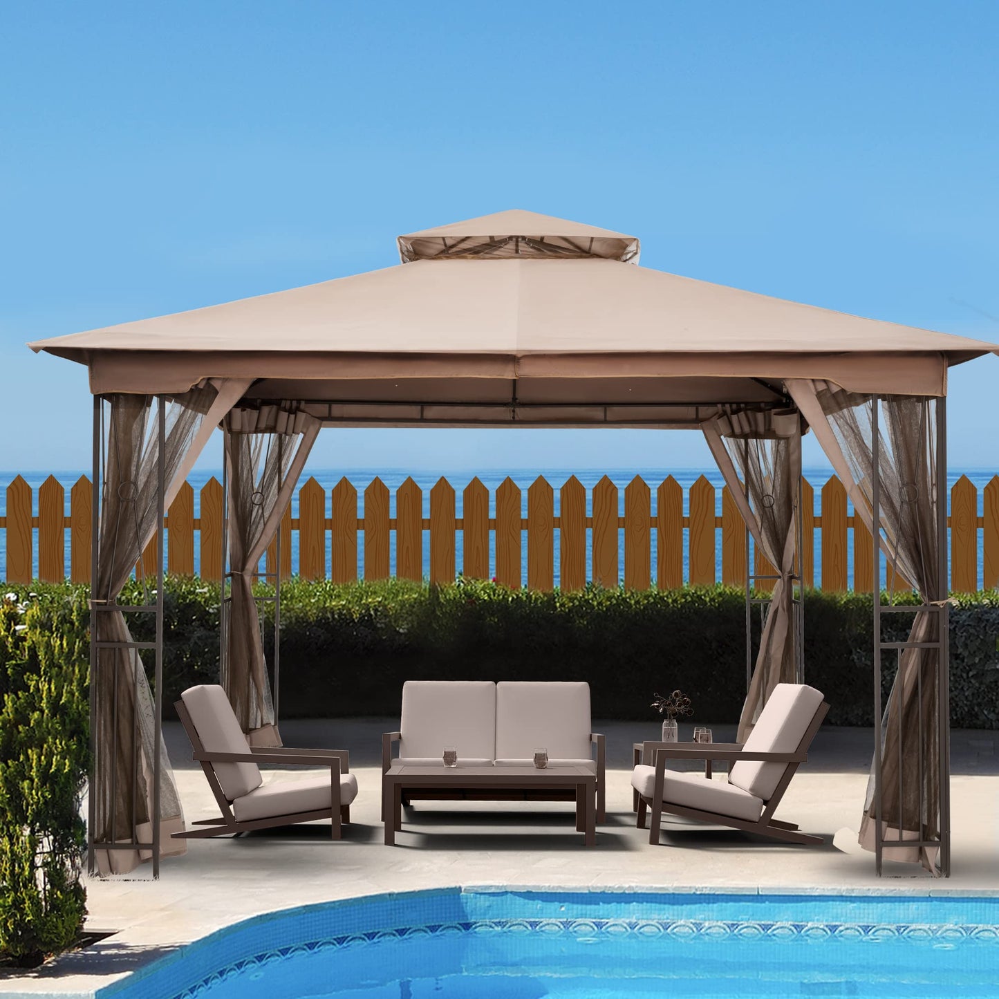 HAPPATIO 10' X 12' Outdoor Patio Gazebo, Outdoor Canopy Gazebo for Garden