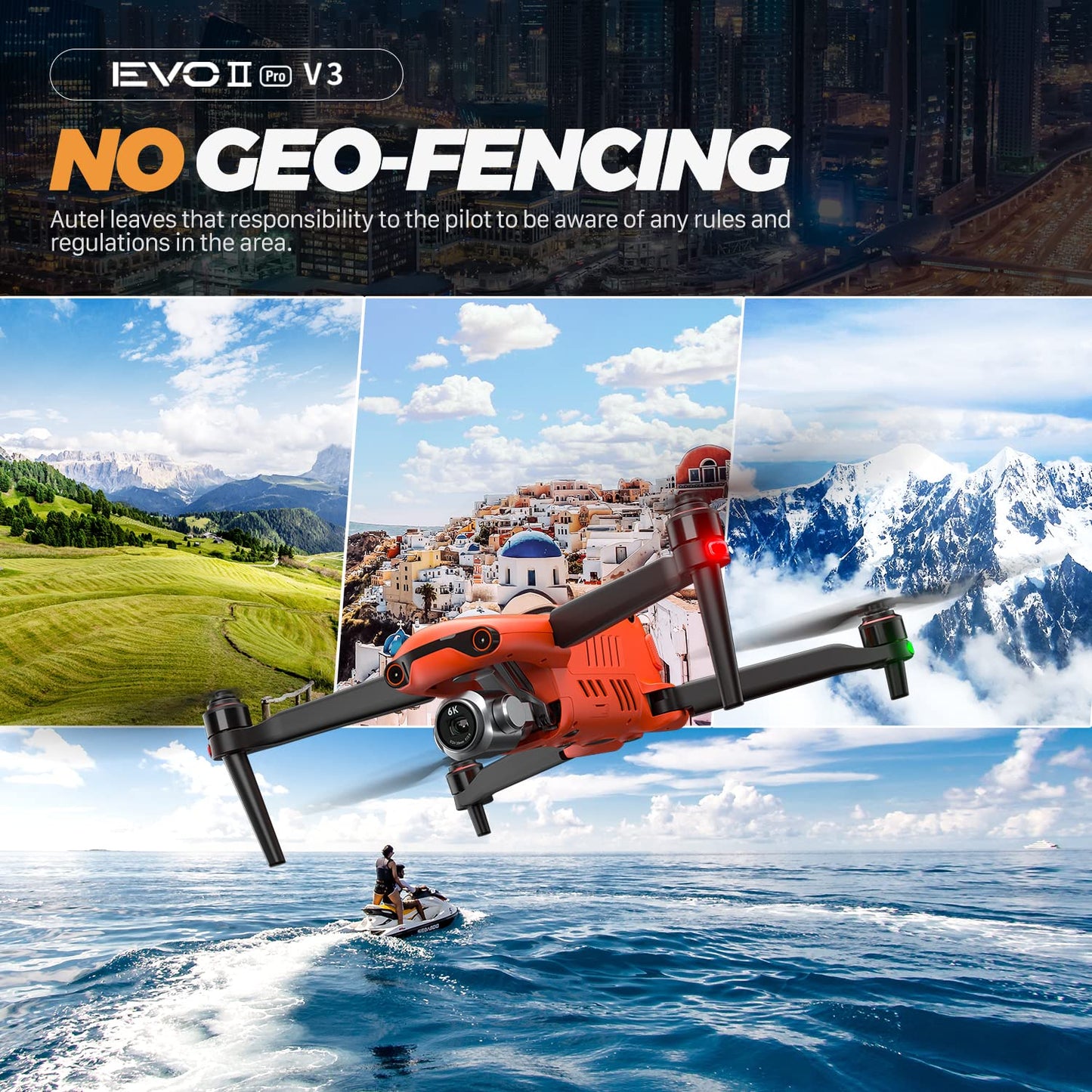 Autel Robotics EVO 2 PRO V3, 1" CMOS &12-Bit Image 6K HDR Video, Moonlight Algorithm 2.0 (ISO 44000), EVO II Pro V3 Rugged Bundle, 40 Minutes, 15KM Transmission, 360° Obstacle, SkyLink 2.0