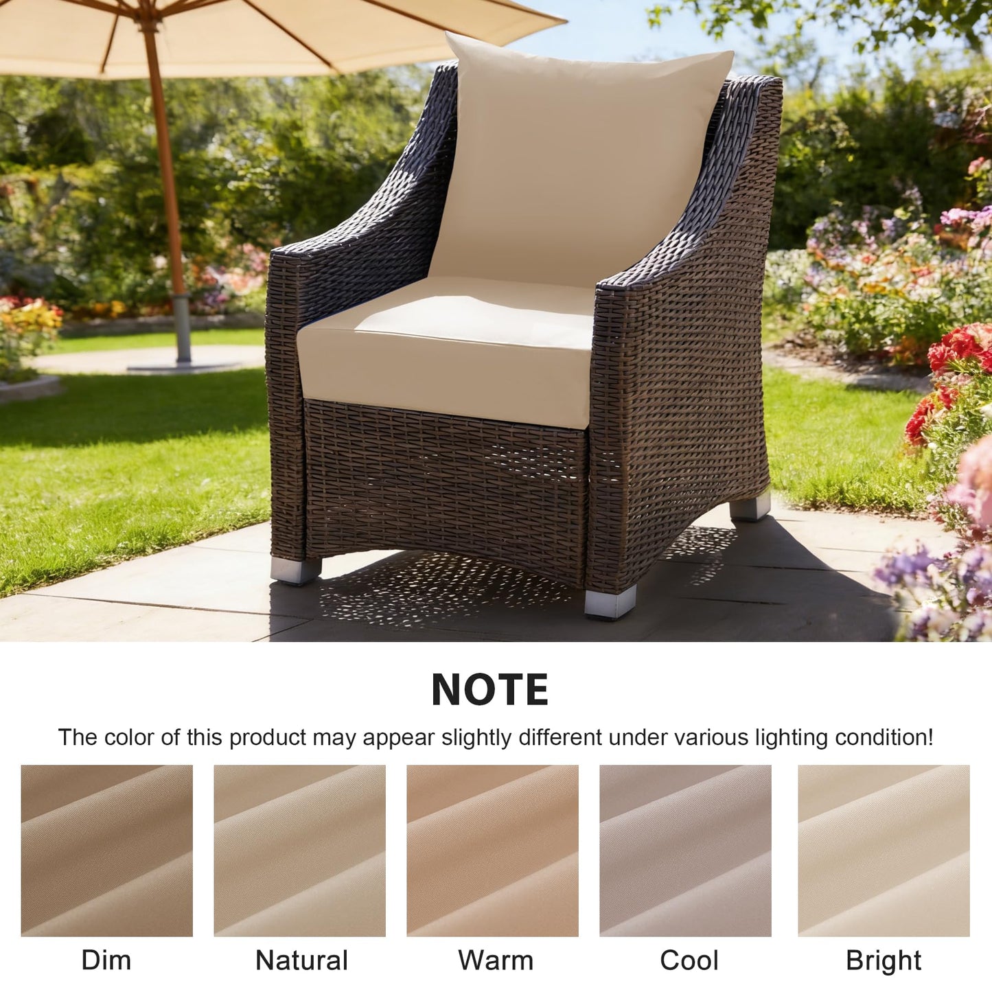 MuaMelop Outdoor Deep Seat Cushion Set, 24x24 Inch Water-Resistant & Fade-Resistant Outdoor Chair Cushions, Patio Furniture Cushions with Removable Cover for Patio Chair, Sofa, Beige (Set of 4)