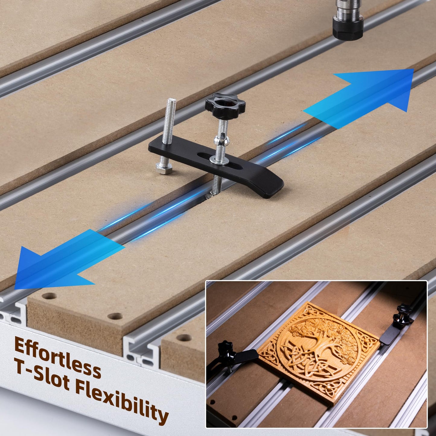 FoxAlien T-slot Hybrid Spoilboard Work Table and Aluminum Profile Base Frame Upgrade Kit for XE-Ultra 8080 CNC Router Machine