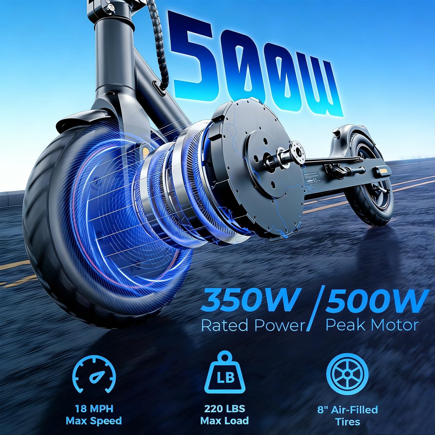 HopCycle Electric Scooters - Electric Scooter Adults, 1200W/1000W/500W Motor, 28/25/21/18 MPH Top Speed, 10''/8.5'' Tires, 28/25/23/21Miles, APP Control E Scooter for Teens Dark Black
