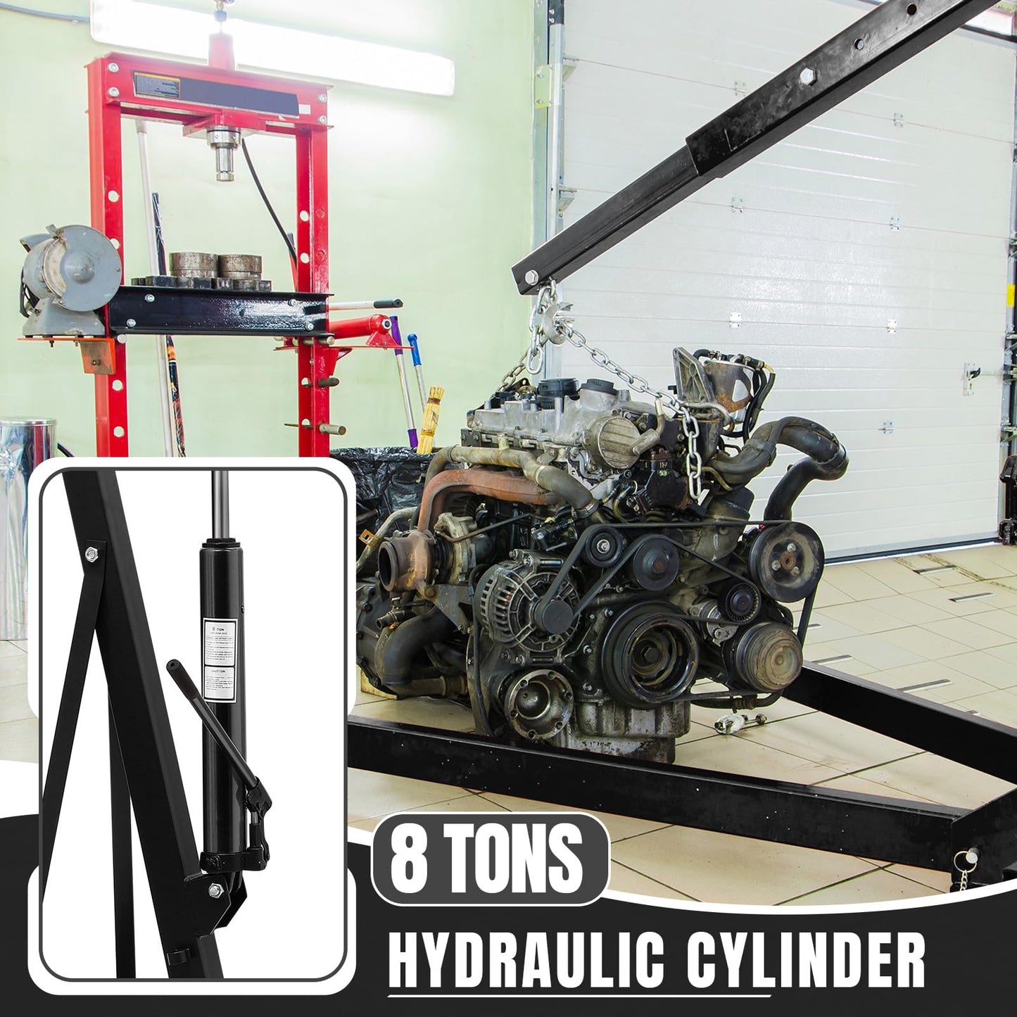 COZONY 4400LBS Engine Hoist, Cherry Picker Shop Crane, 2 Ton Heavy Duty Folding Hydraulic Engine Lift w/ 6 Casters for Garage Workshop Warehouse