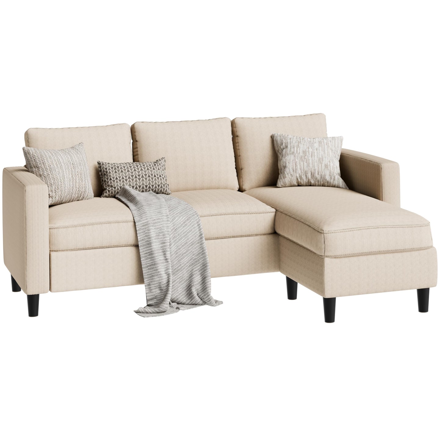 SUNLEI 73.6" Modular Sectional Sofa, Comfy Cloud Couch with Movable Ottoman Deep Seat L Shaped Modular Sofa, Sectional Couches for Living Room and Apartment, Khaki