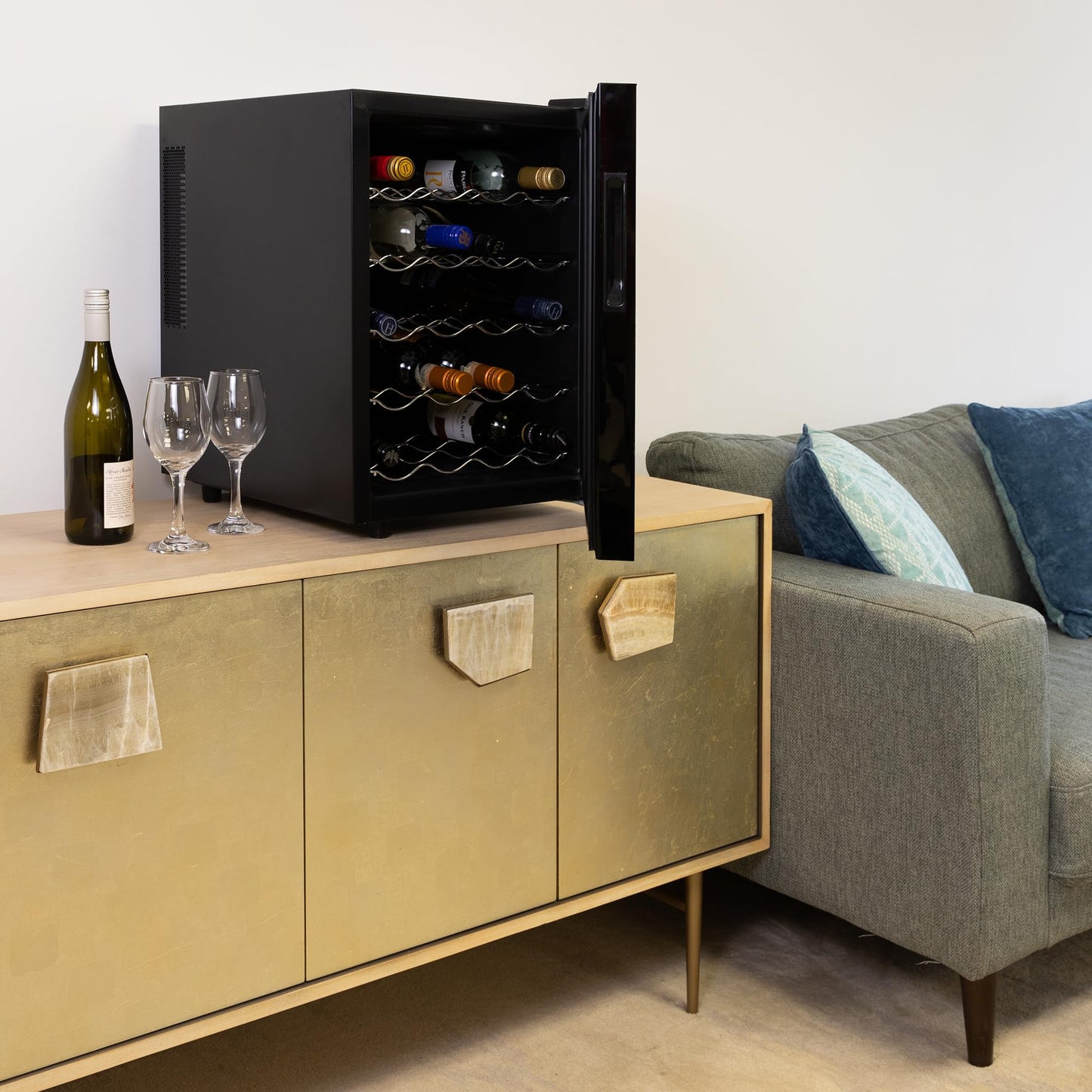 Koolatron 20 Bottle Wine Fridge – Freestanding Wine Cooler with Glass Door, 1.7 Cu Ft (48L), Beverage Can Refrigerator, Digital Temperature Control, Ideal for White, Red & Sparkling Wine, Champagne