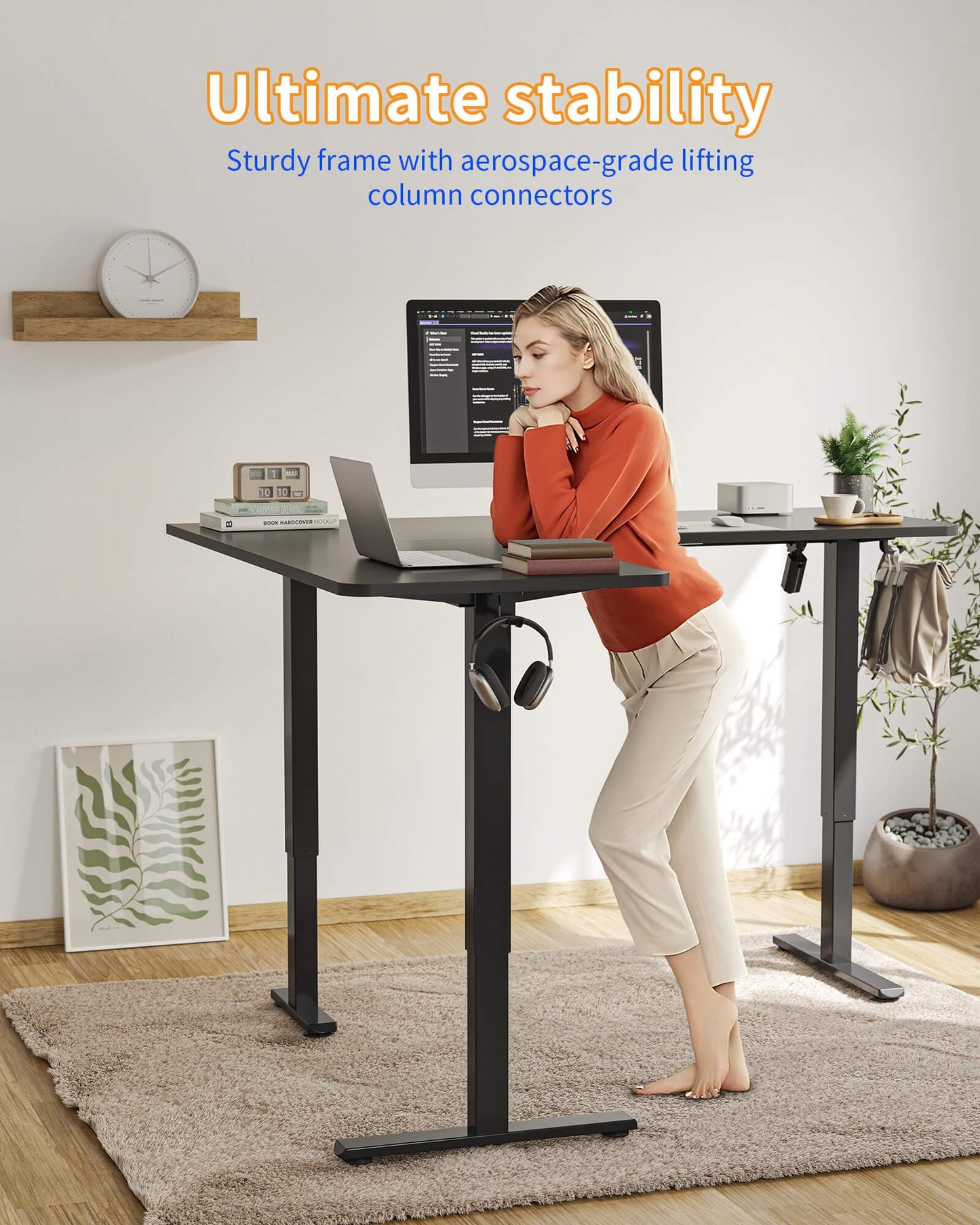 YIHAYO L Shaped Standing Desk Adjustable Height, 63 x 55 Inches Electric Corner Standing Desk with Splice Board, Computer Desk for Home Office, Black