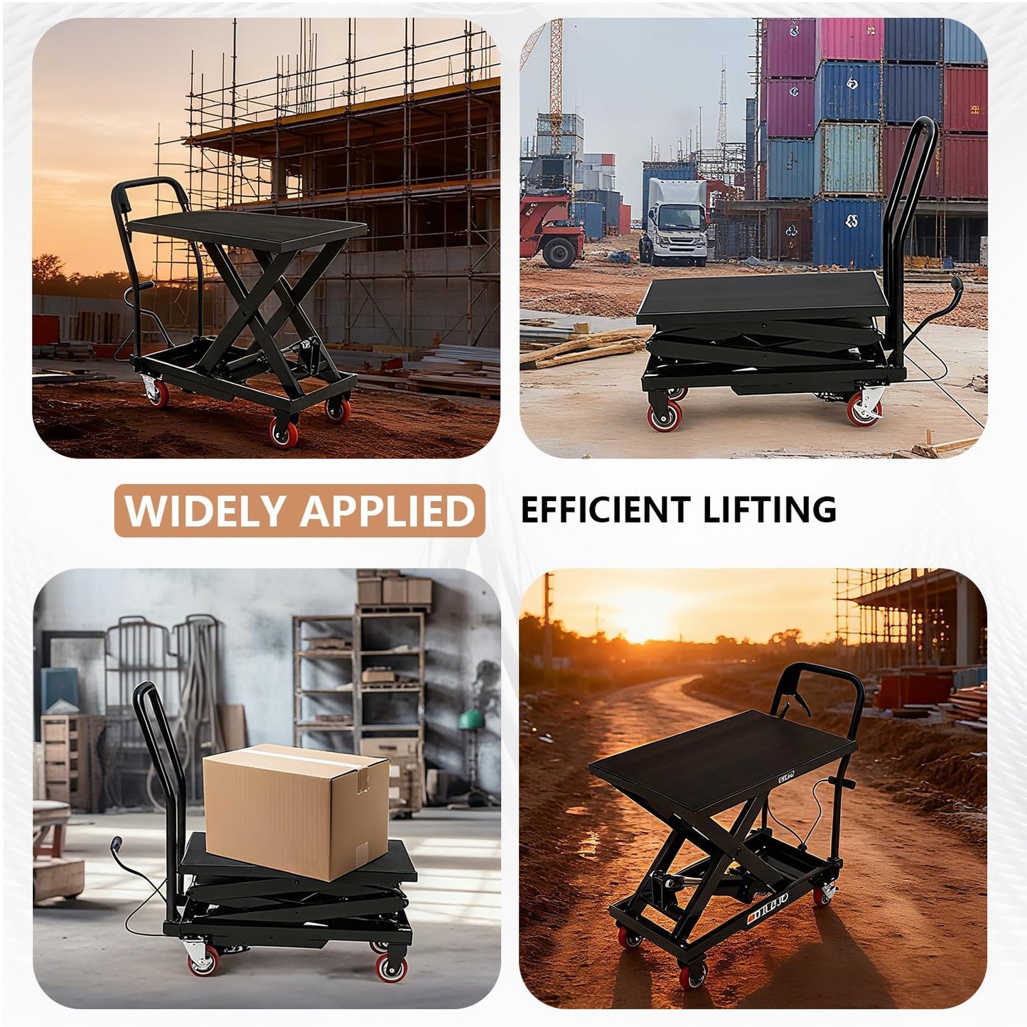 330 Lbs Heavy Duty Single Scissor Hydraulic Lift Table Cart – 28.5" Max Lifting Height, 4 Swivel Casters, Non-Slip Platform Pad, Mobile Material Handling & Transport for Warehouse, Workshop & Garage