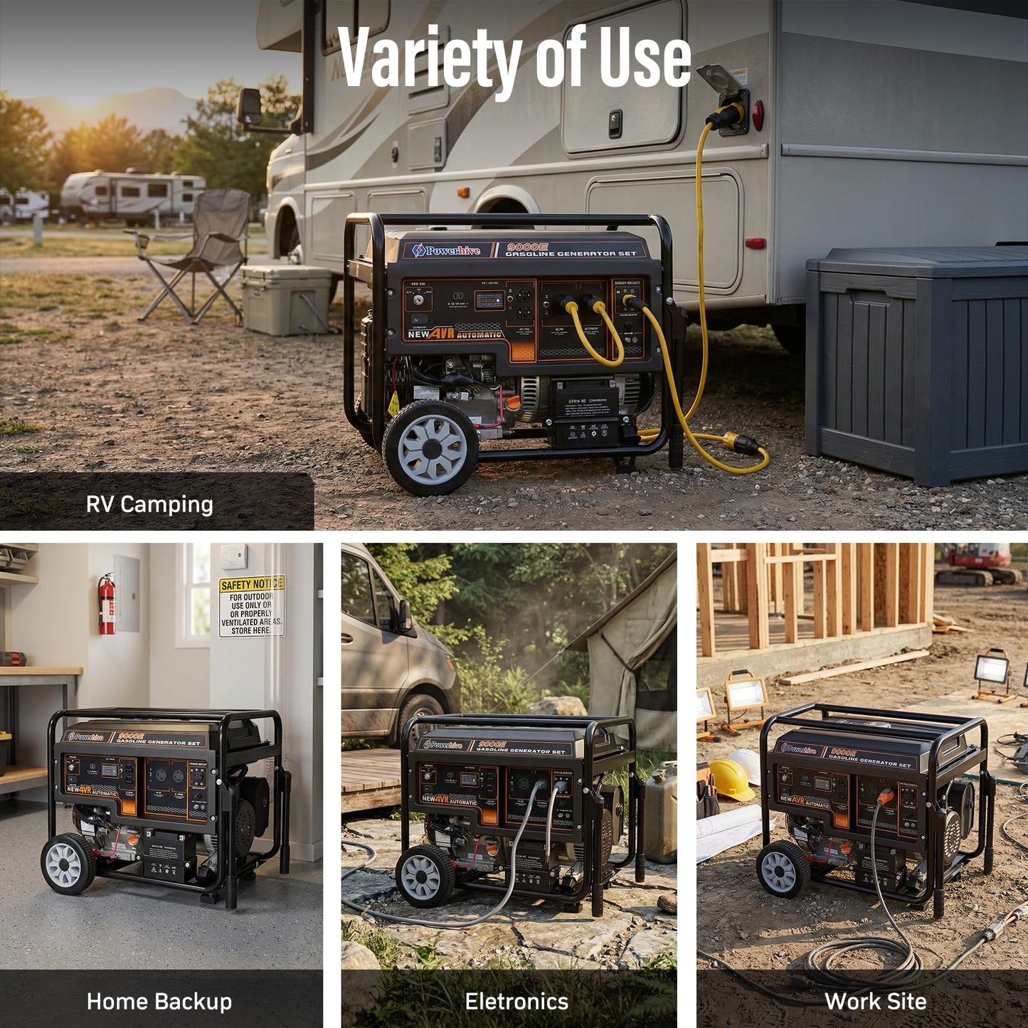 7500 Watt Generator for Camping Home Use RV & Emergency Ready, Remote Electric Start Gas Powered, Transfer Switch Ready with Wheel Kit, CO Sensor