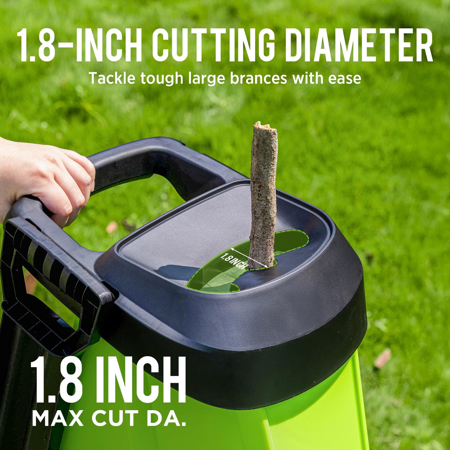 Steelite 1.8" 15 Amp Electric Wood Chipper, 55L Collection Bin Electric Mulcher Chipper Shredder, Wood Chipper with Max 4000RPM Motor Speed, Easy-Cleanup Dual Steel Blades Ideal for Twigs, Branches