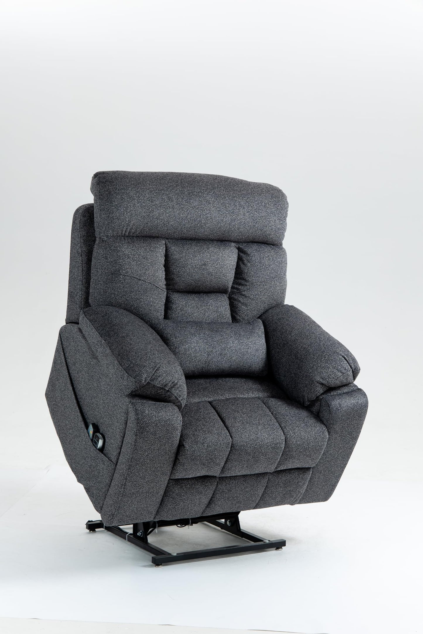 GDFStudio Oversized Power Lift Recliner Chair with 4 OKIN Motors Heat and Massage Lay Flat Electric Reclining Sofa Chair with Cup Holders Side Pockets Dual Remote Controls, Grey