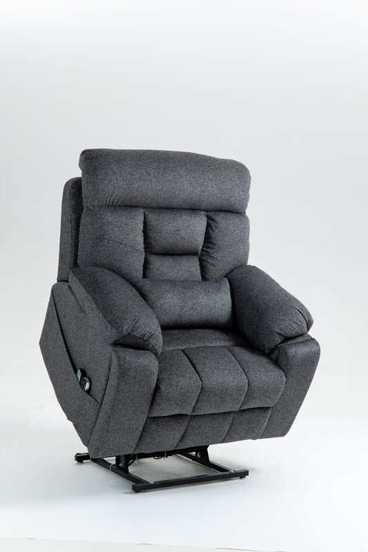 GDFStudio Oversized Power Lift Recliner Chair with 4 OKIN Motors Heat and Massage Lay Flat Electric Reclining Sofa Chair with Cup Holders Side Pockets Dual Remote Controls, Grey