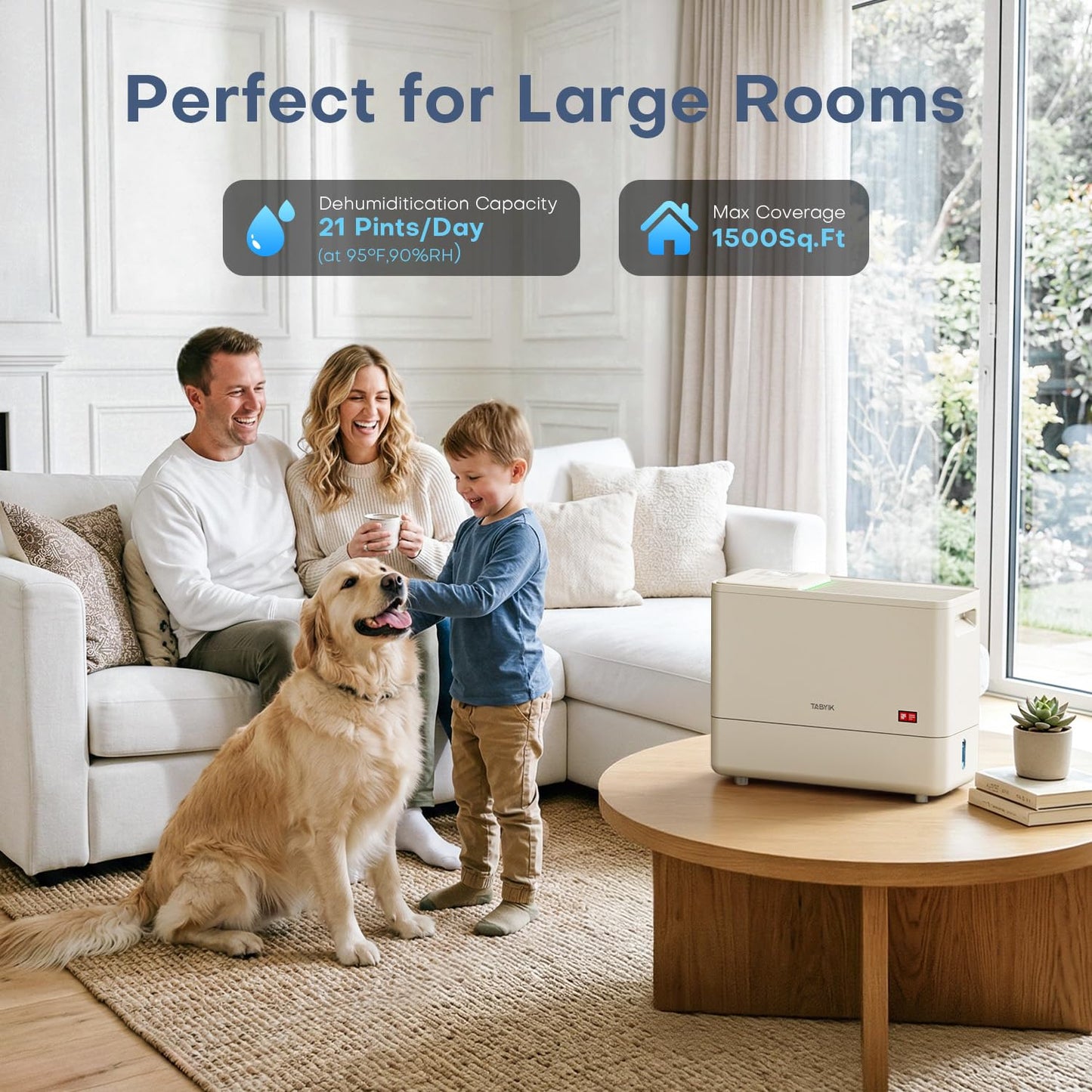 1,500 Sq.Ft Dehumidifier for Basement, 21 Pints Basement Dehumidifier with Drain Hose, Large Dehumidifiers for Home, RV, Bathroom, Bedroom - 1.2 Gallons(4.5L) Water Tank, 3 Modes, 24-Hour Timer