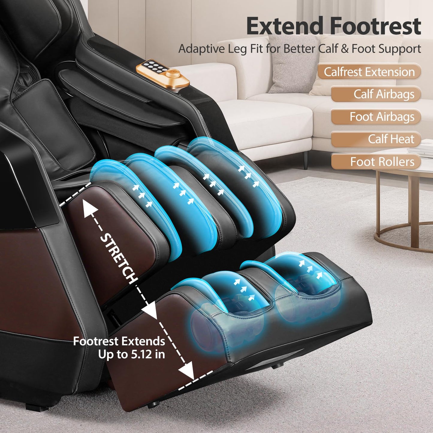 Gethope Massage Chair Full Body 4D Zero Gravity Massage Chair Recliner with 57.1" SL-Track Shiatsu Massage Lumbar Heat 40 Airbags Foot Rollers AI Voice 7" Touchscreen Bluetooth