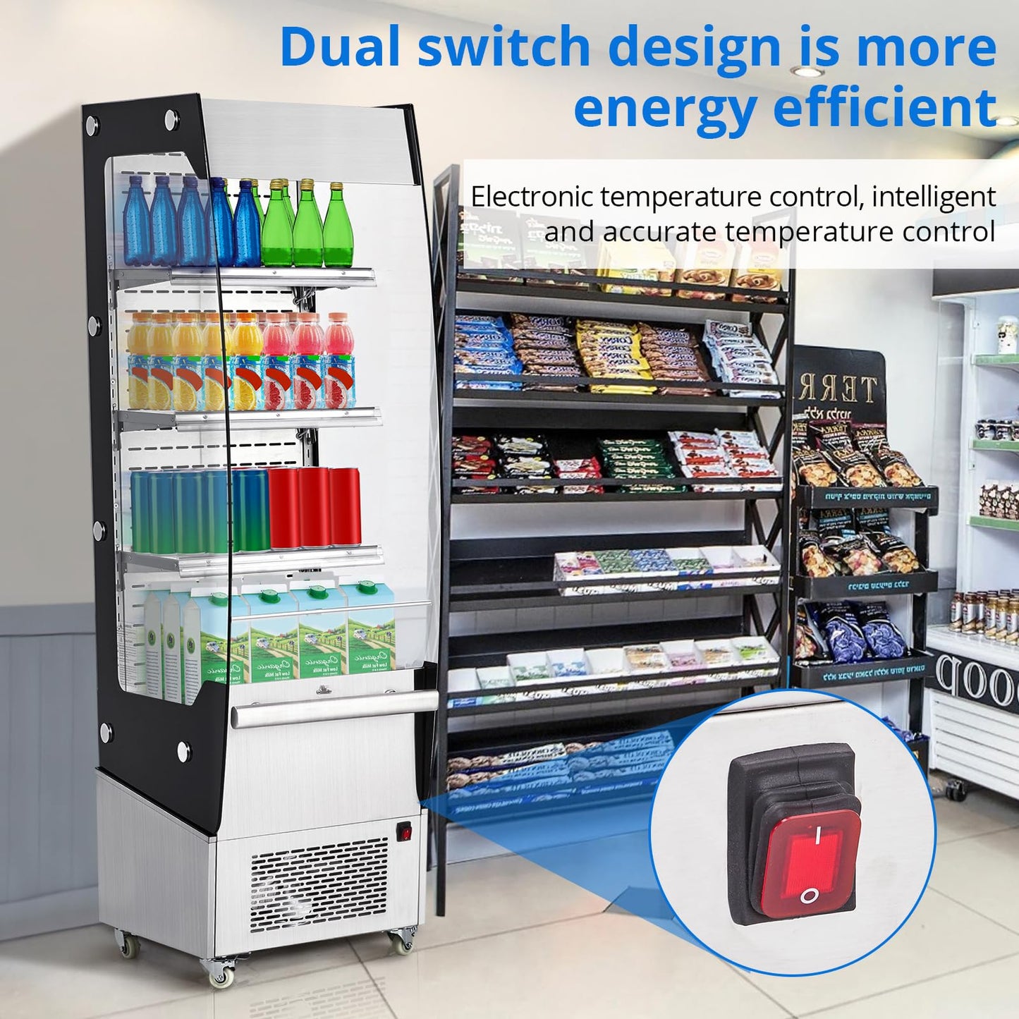 ActiveTrail 7.8 Cu.Ft Display Refrigerator Cabinet,Glass Door Commercial Fridge,LED Lighting & Adjustable Shelves,Double Glazed, White