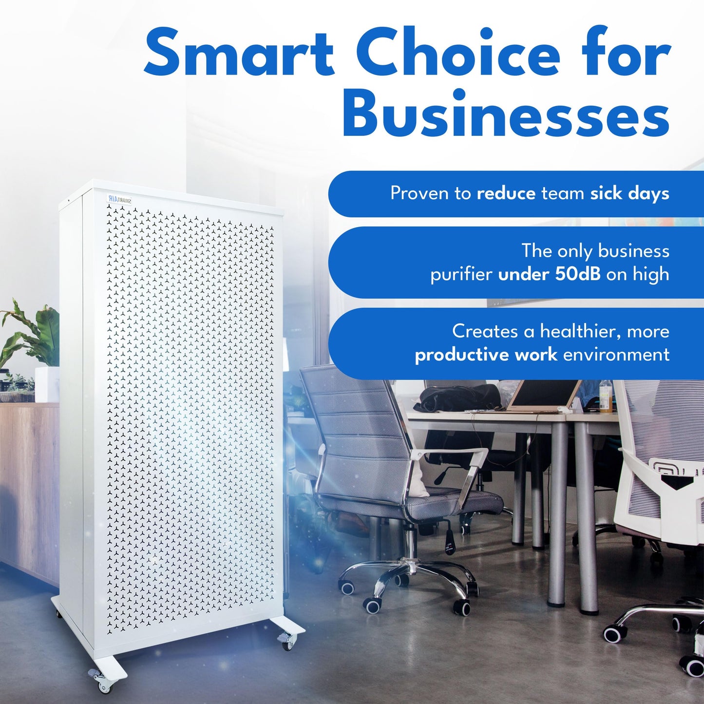 Smart Air Blast MKII Large Room Air Purifier Up to 9000 Sq Ft/hr, 1200 CFM, 99.97% True H13 HEPA Filter, Carbon Filter & Washable Prefilter, For Home Office Pet Hair Dust Mold Smoke Allergies Pollen