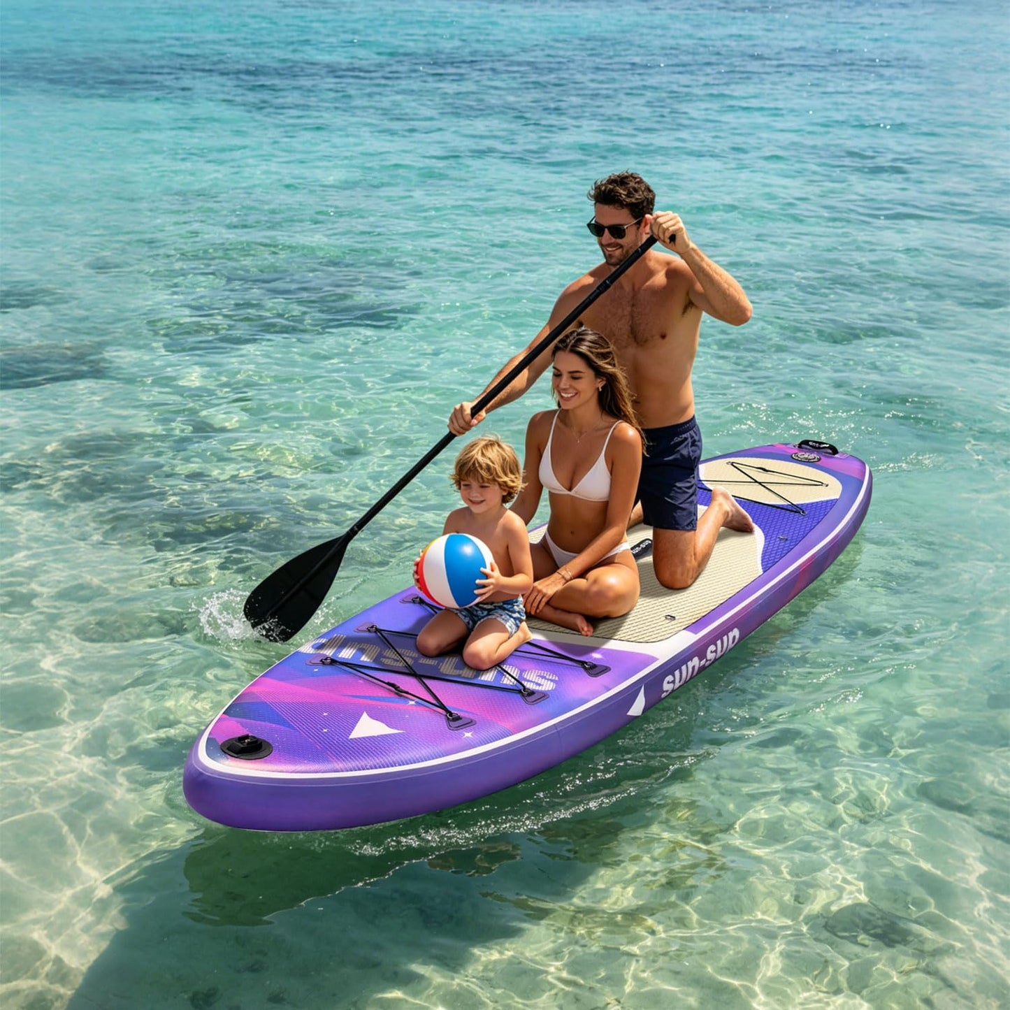SUN-SUP 10'6" Inflatable Stand Up Paddle Board, Non-Slip Deck, Stable Design with Complete Accessories for Teens & Adults