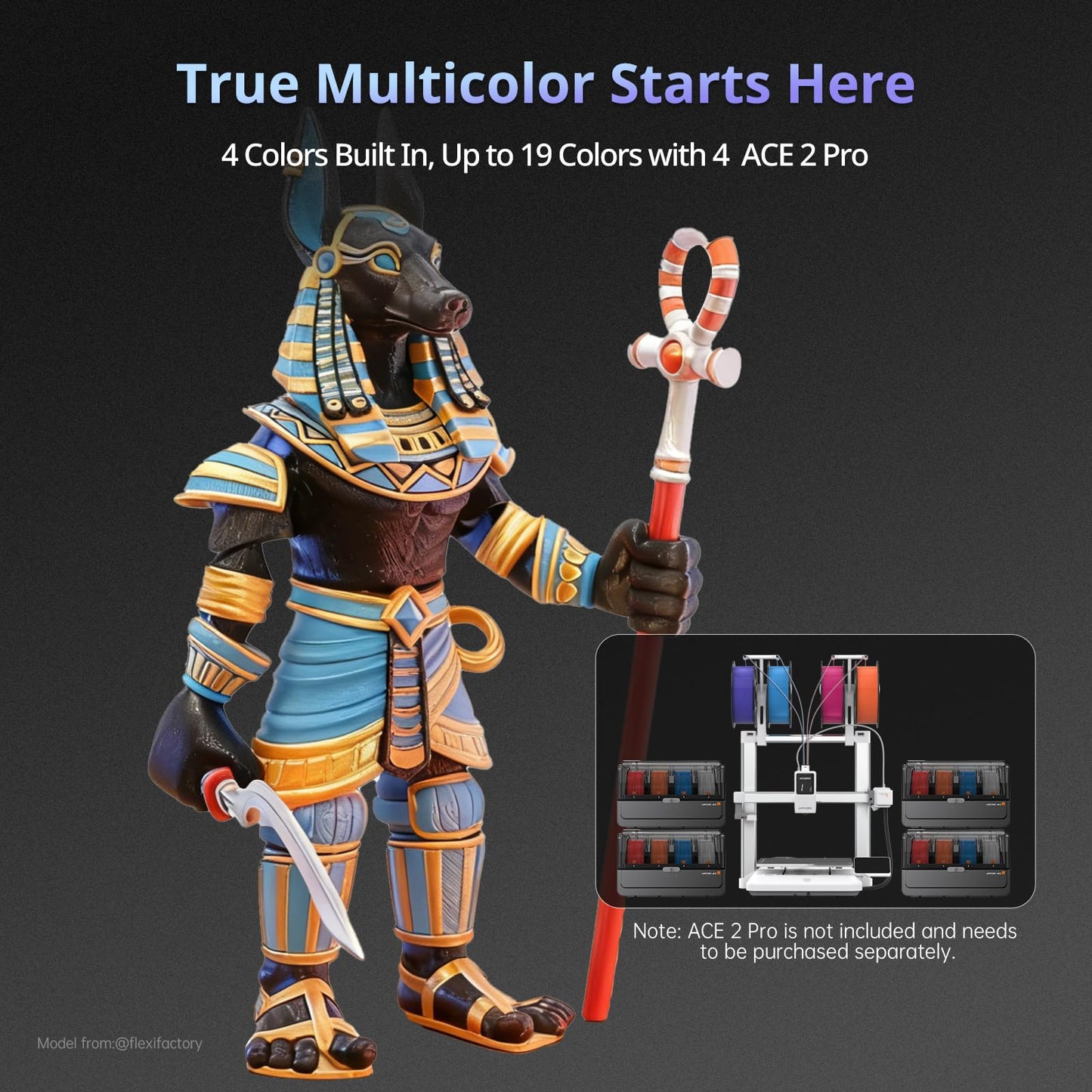 ANYCUBIC Kobra X Fast 3D Printer, Native 4-Color & 19-Color Maximum with 4 ACE 2 Pro, High Speed Large Build Volume FDM 3D Printer with Auto Leveling for Print Farm Bulk Production Model Sellers