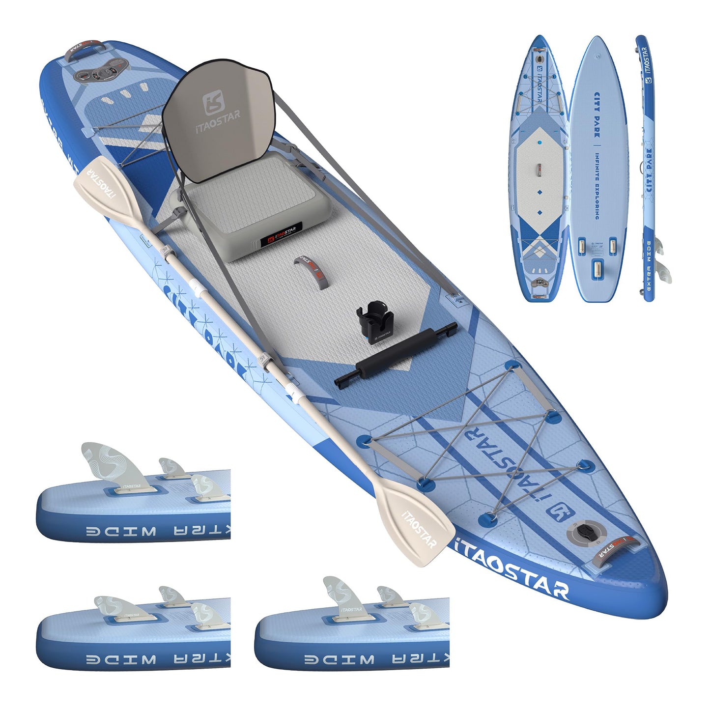 iTAOSTAR C03GP 35" Wide Paddle Board, More Fun Inflatable Paddle Board with 5 Fins，12 Foot Stand Up Paddle Board with Premium SUP Accessories for Familly of All Skill Levels