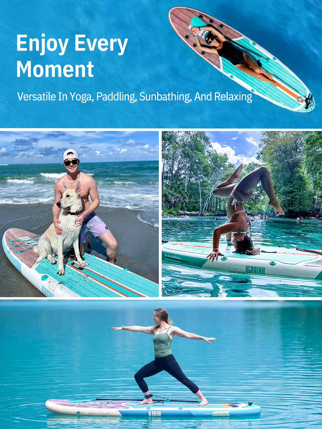 Niphean Inflatable Stand Up Paddle Board with SUP Accessories, Anti-Slip EVA Deck, 10’6’’ Inflatable Paddle Boards for Adults & Youth of All Skill Levels (Dolphin Dreamscape)