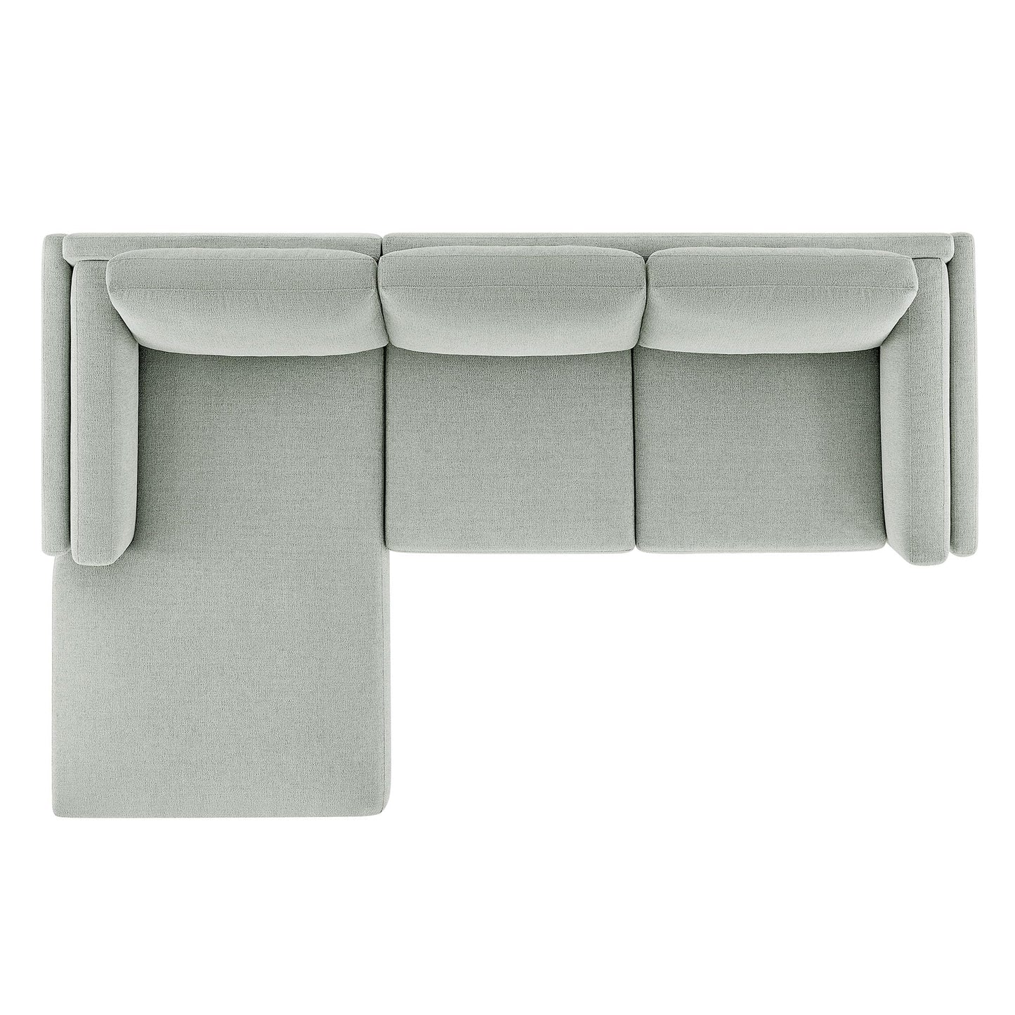 Modway Roscoe Left-Facing Sectional Sofa with Chaise in Mist - 2-Piece Mélange Chenille Fabric Deep Seat Couch, L Shaped Modular for Living Room or Lounge