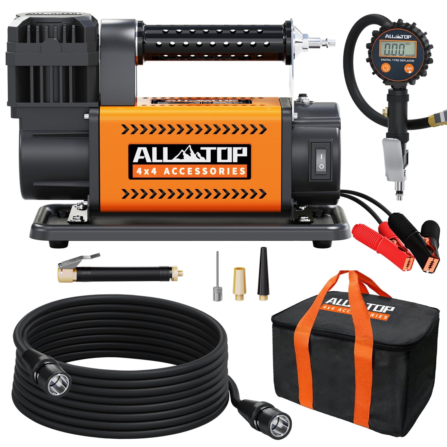 ALL-TOP Air Compressor with Digital Pressure Gauge Tire Inflator Kit, 12V Portable Inflator 7.06ft³/Min, Offroad Air Pump for Truck Tires, Heavy Duty Max 150 PSI for 4x4 Vehicle & RV