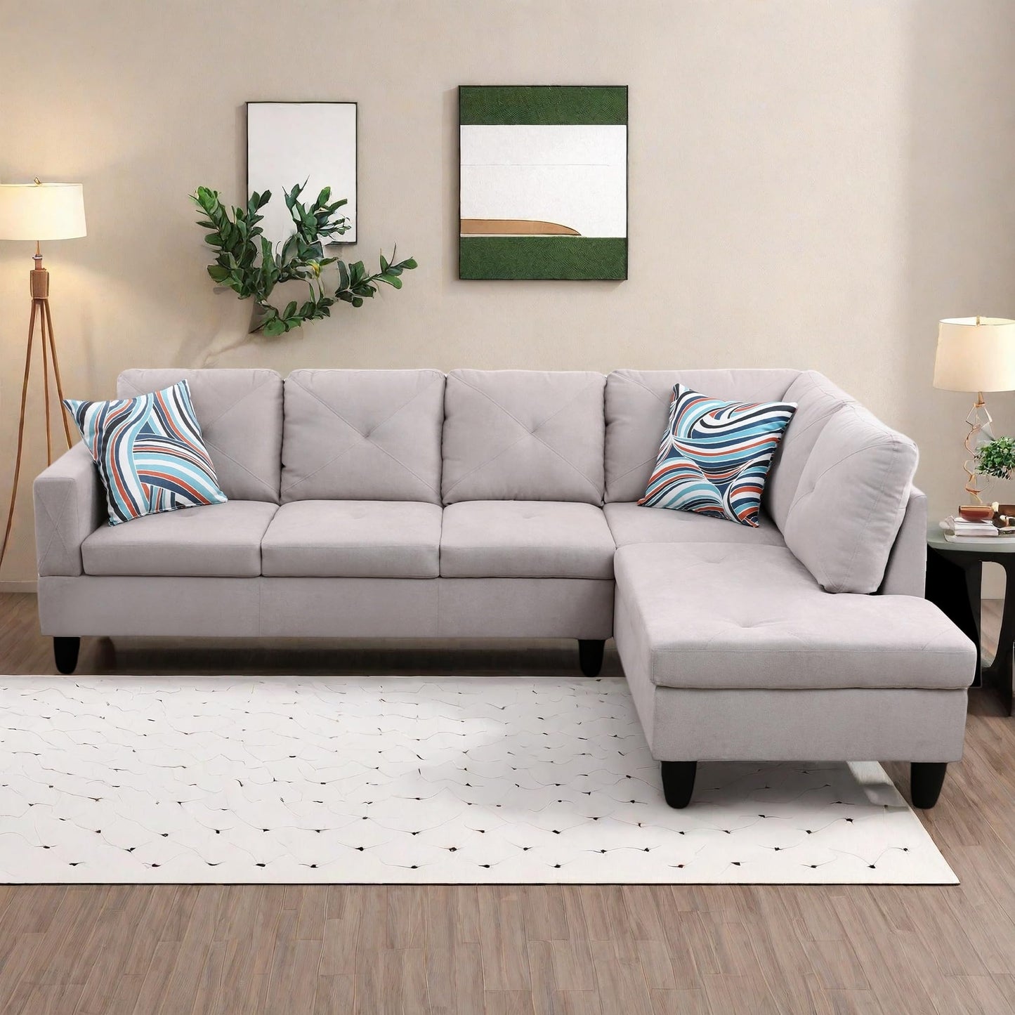 NicBex 97" L Shaped Couch Sectional Couches for Living Room, 2-Piece Modular Sofa with Movable Chaise & Deep Seat for Apartment, Bedroom, Office, Off-White