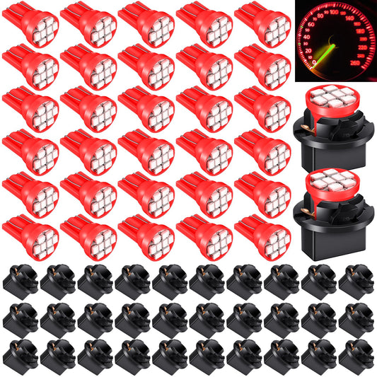 Frienda T10 LED Dash Light Bulbs, 40 Pcs, Twist Lock Socket, Instrument Cluster, Red, Model CK-Frienda-20436