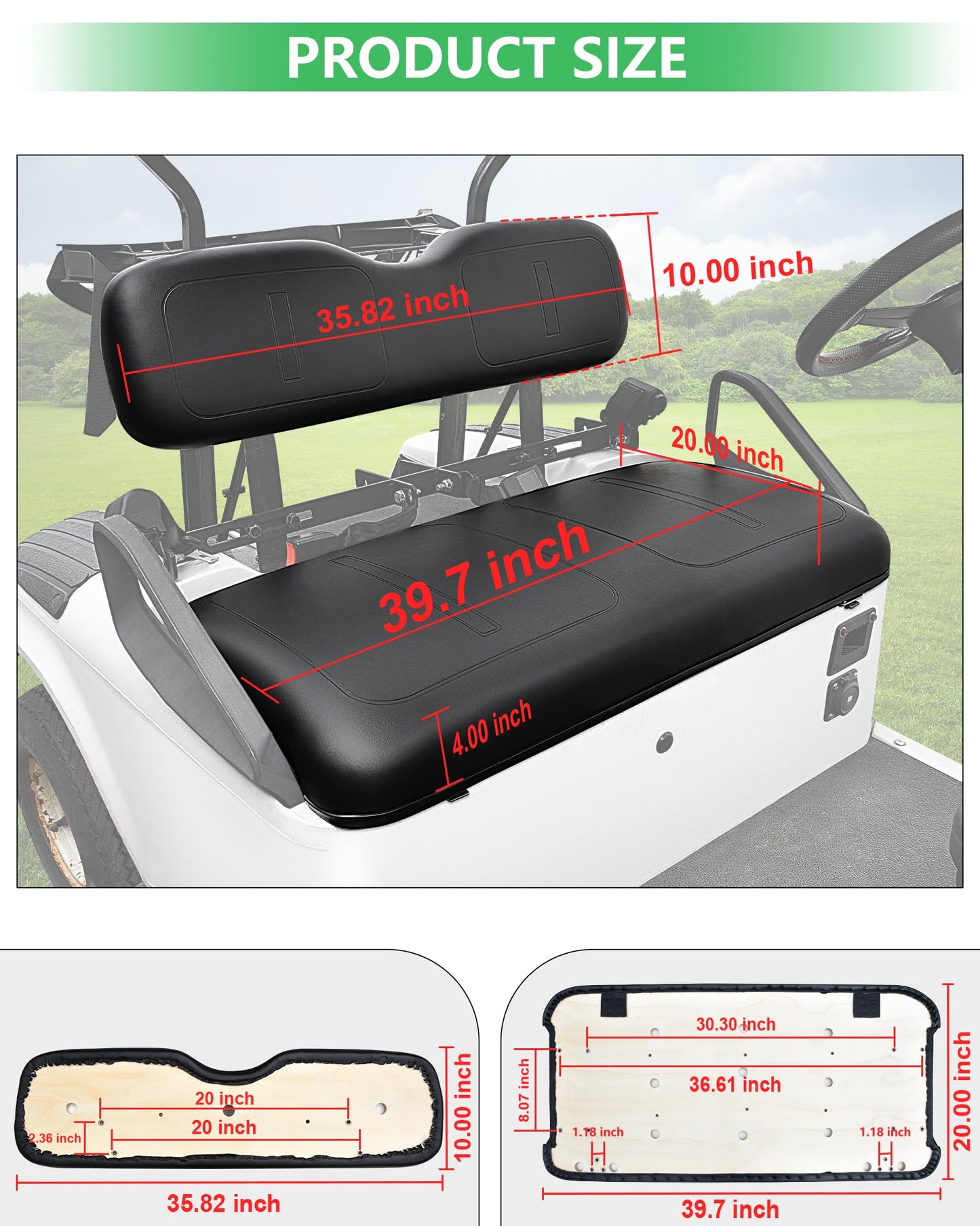 HEOHOU Golf Cart Front Seat Replacement Cushion Assembly Kit for EZGO TXT Medalist 1994-2013 Models,Golf Cart Front Seat Back and Seat Bottom Cushion,Black