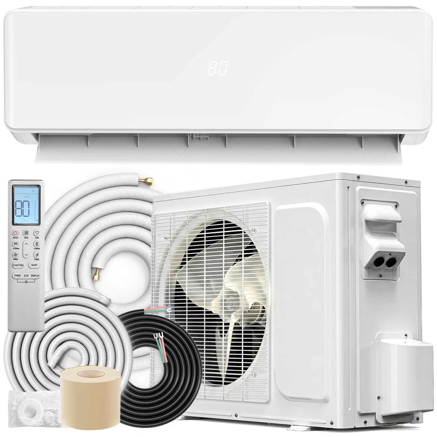 YITAHOME 20 SEER2 12000BTU Mini Split AC/Heating System 115V, Pre-charged Inverter AC Cool & Heat Up to 750 Sq. Ft, Pure Design, Compatible with 3 Level Eco Mode, Complete Installation Kit, White