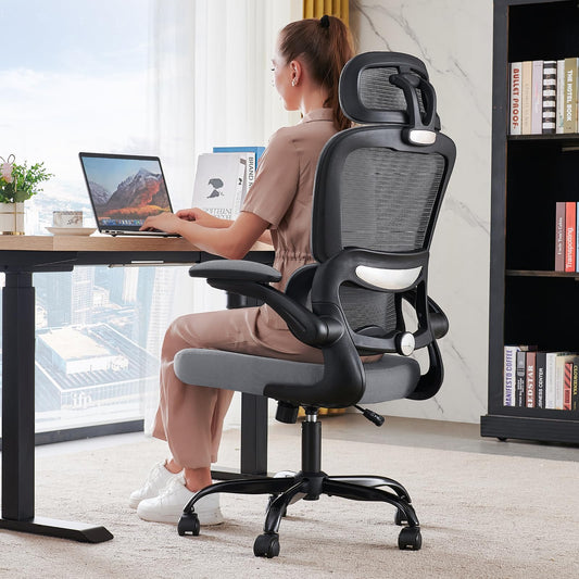 TRALT Office Chair Ergonomic Desk Chair, 330 LBS Home Mesh Office Desk Chairs with Wheels, Comfortable Gaming Chairs (Dark Grey)