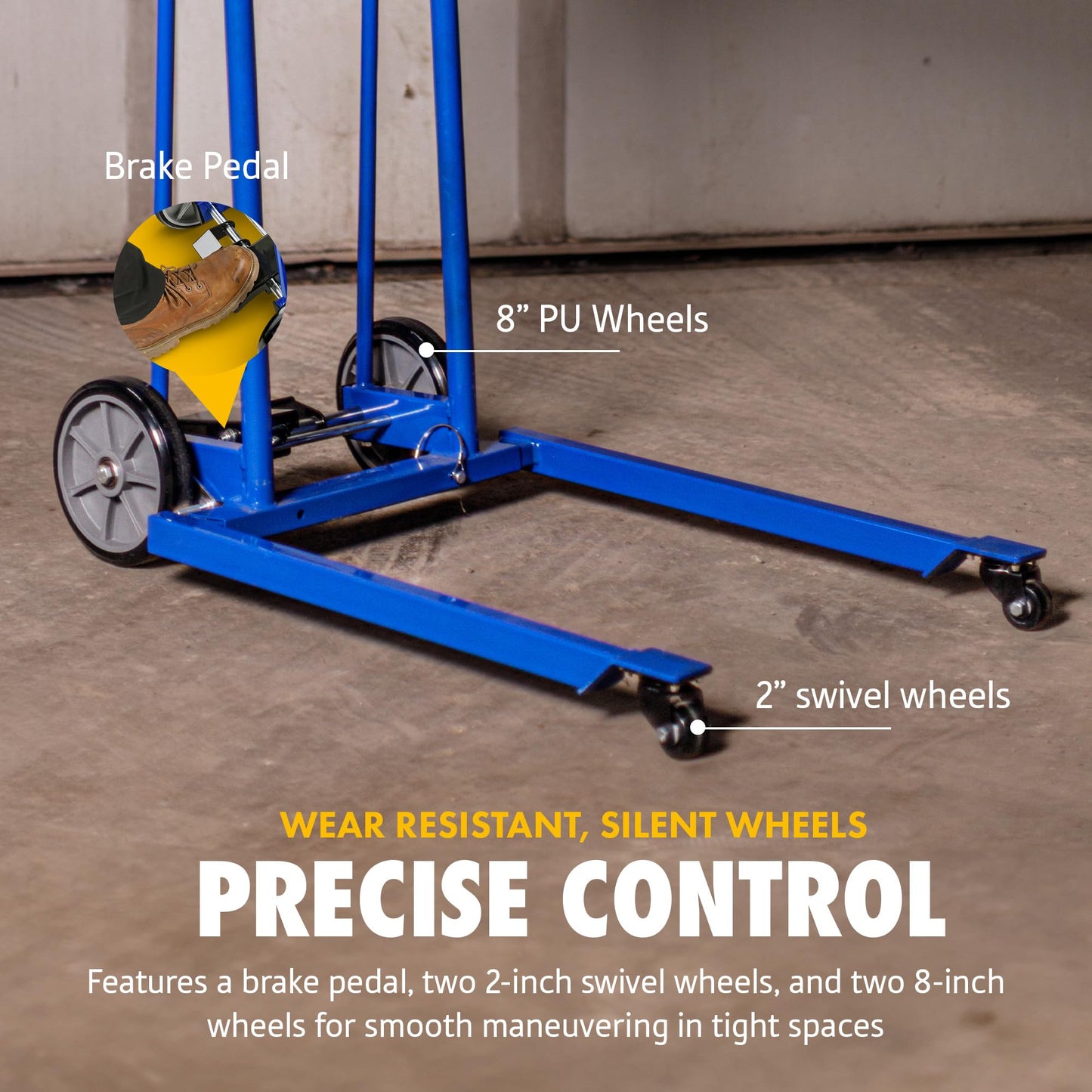Goodyear Material Lift Winch Stacker, Pallet Truck Dolly, 330 Lbs 40" Max Lift w/ 8" Wheels, Swivel Casters [Patented]