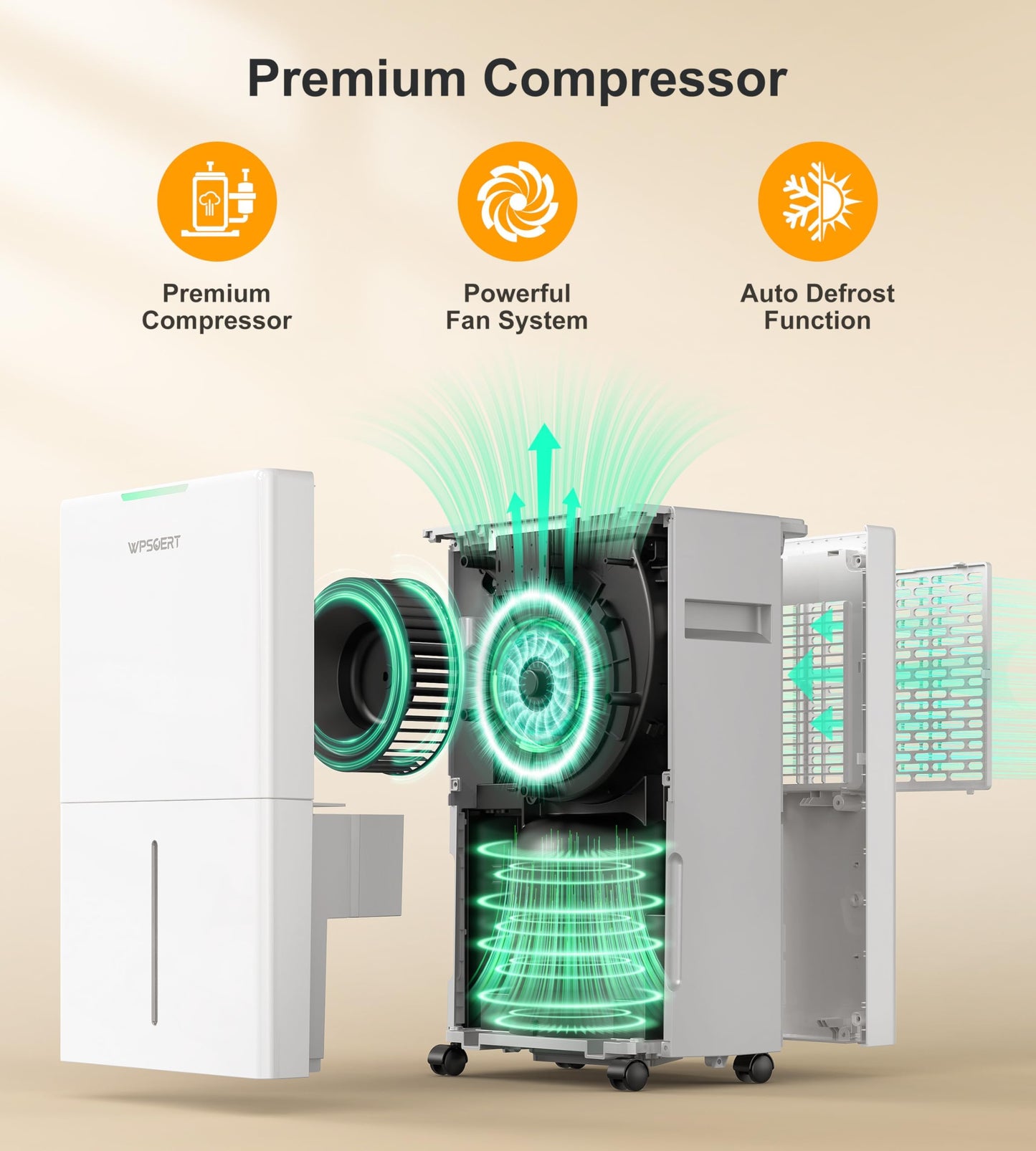 WPSOERT 4000 sq.ft Dehumidifier for Basement with Drain Hose, 45 Pint Dehumidifiers for Home, Smart Compressor Dehumidifies for Large Room, Bedroom, 3 Modes, Intelligent Humidity Control, Auto Defrost
