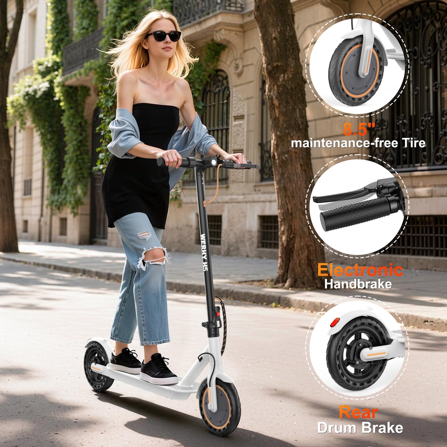 Electric Scooter, 500/350W Motor & 10"/8.5" Solid Tires, Up to 22/19 MPH & 25/15 Miles Rang, Foldable Commuter E Scooter for Adults & Teens