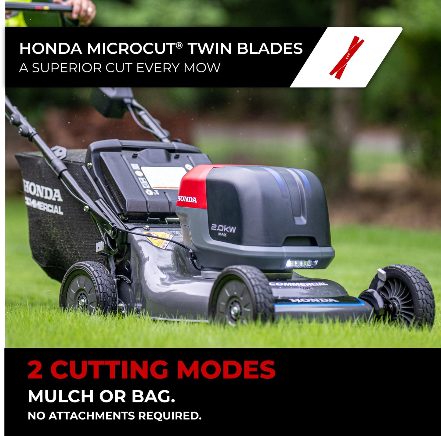 Honda HRC-BE 21-Inch Walk Behind 12 AH Battery Powered Lawn Mower with 2 Battery Bays, Variable Speed Self Propelled Lawn Mower with 2.5 Bushel Capacity, Easy-Off Grass Bag (HRX217YXBEXA6)