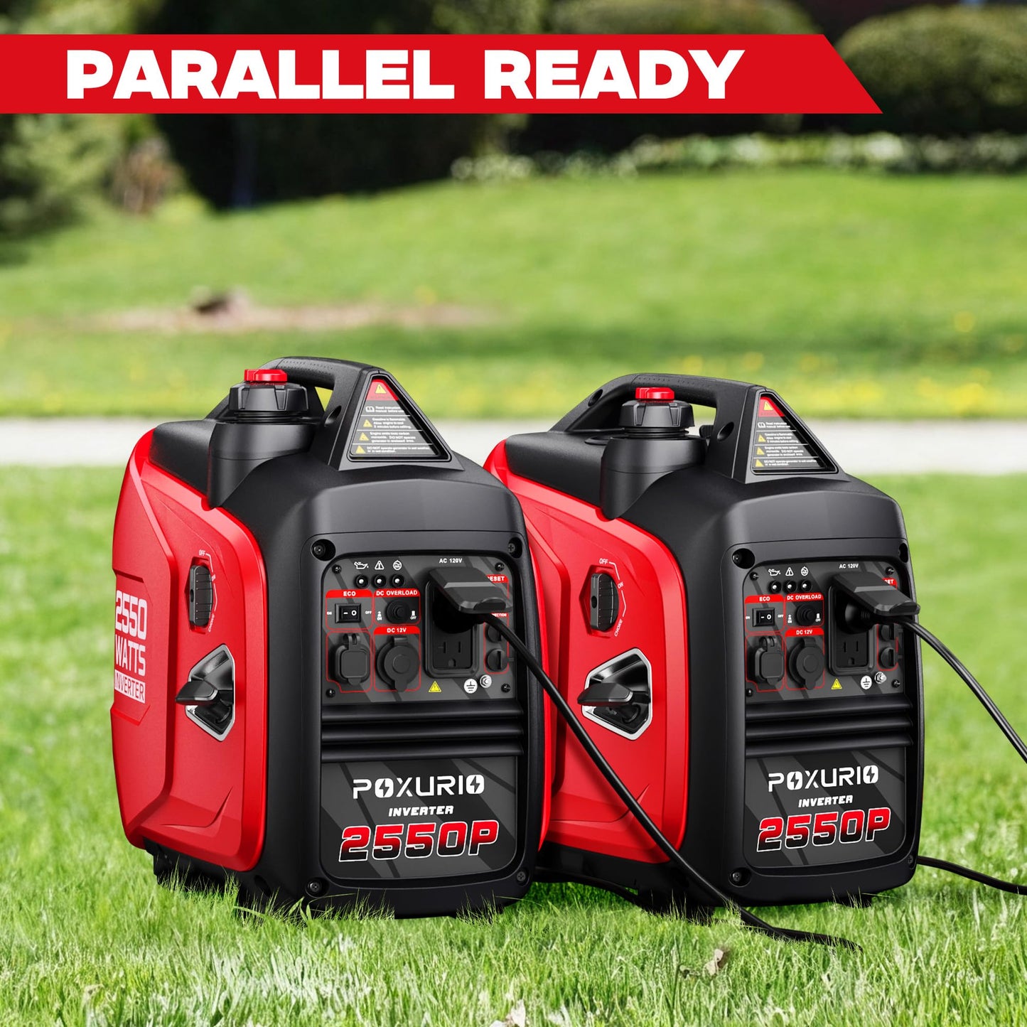 POXURIO 2550-Watt Portable Inverter Generator for Home Use, 1.06Gallon Large Fuel Tank Up to 10 Hours Use, 120V Gas Powered Generator Super Quiet - EPA Compliant-Red