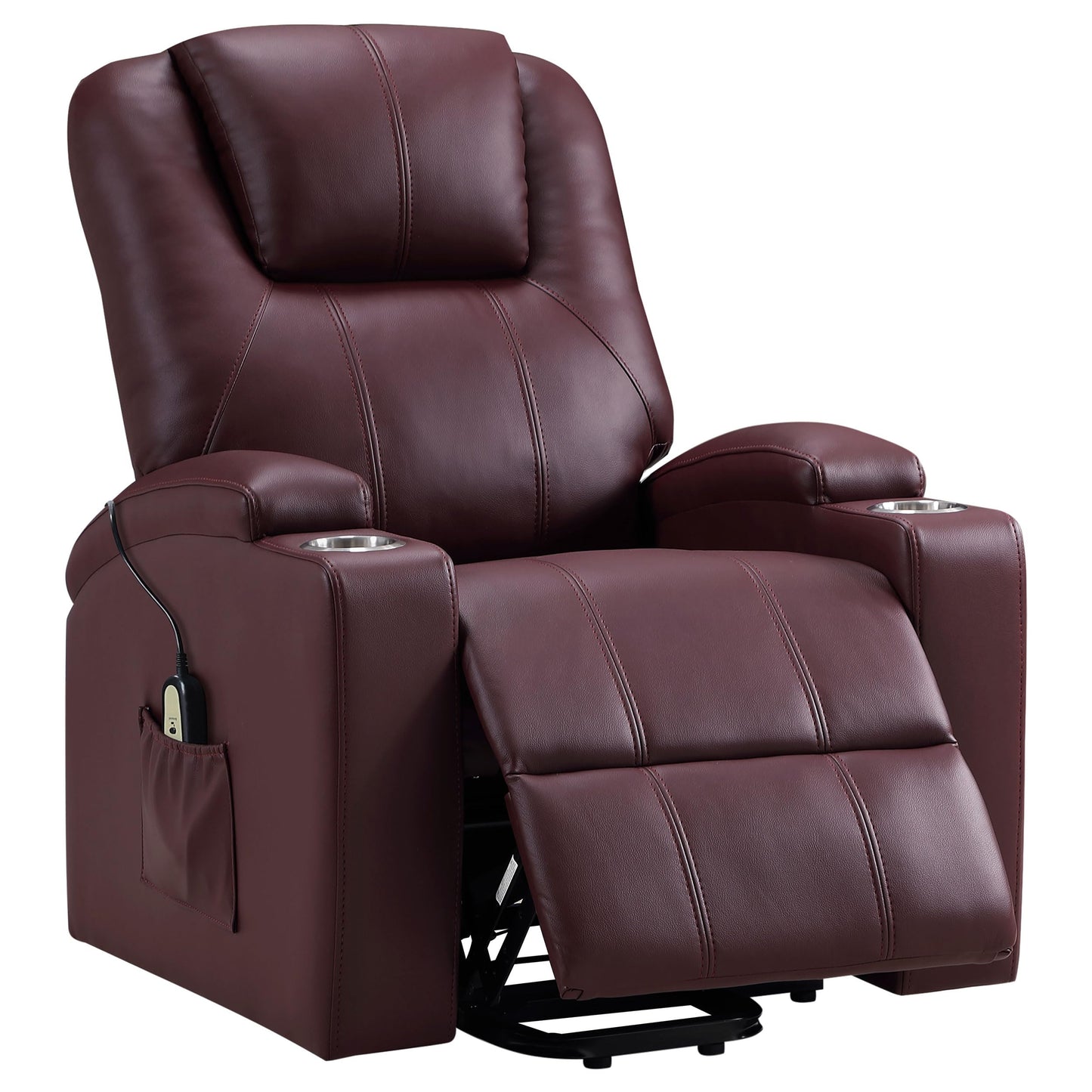 Coaster Home Furnishings Armstrong Upholstered Power Lift Massage Recliner Wine Red