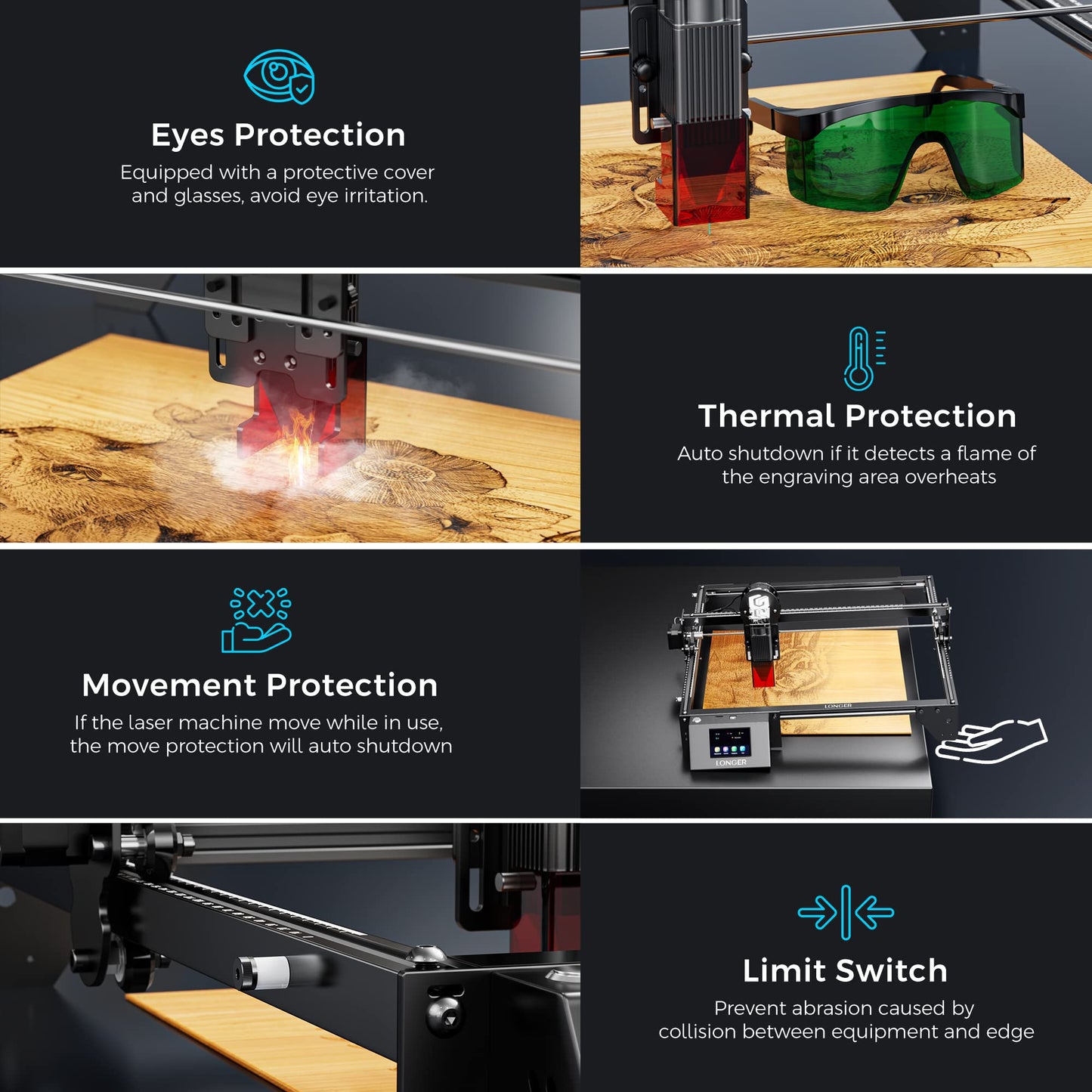 LONGER Laser Engraver Ray5 10W, 60W DIY Cutter and Engraving Machine with 3.5" Touch Screen,0.06mm Laser Spot 10000mm/min, Offline Usage CNC Engravers for Wood Metal Acrylic Glass