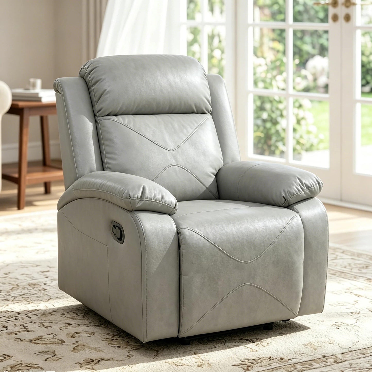 Trygoal Manual Recliner Chair, Nursery Chair, Lazy Boy Recliner Chair for Adults, Gaming Recliner with Overstuffed Arms, Suitable for Home Theater, Living Room, Bedroom, Gray