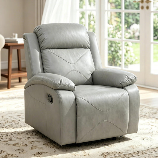 Trygoal Manual Recliner Chair, Nursery Chair, Lazy Boy Recliner Chair for Adults, Gaming Recliner with Overstuffed Arms, Suitable for Home Theater, Living Room, Bedroom, Gray