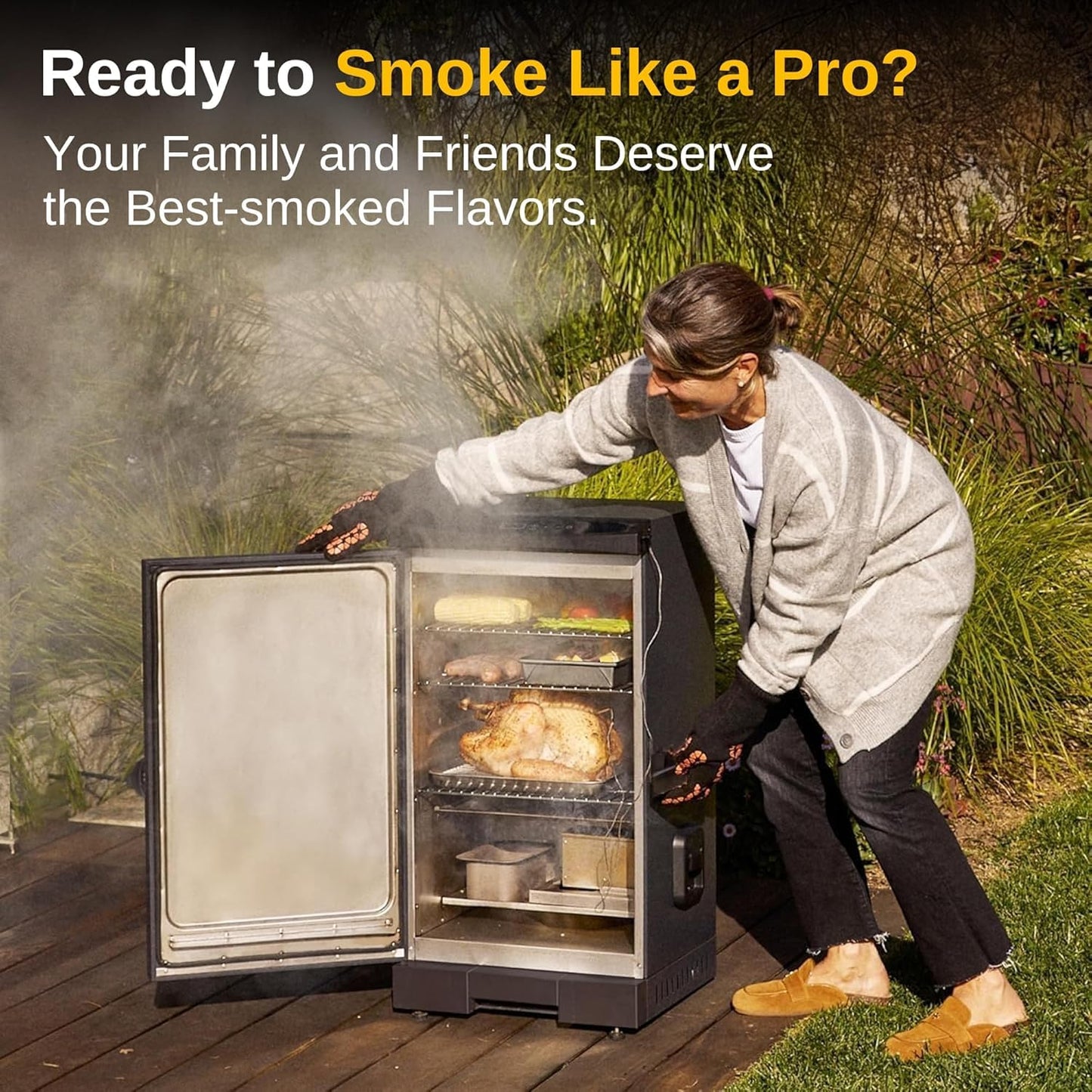 EAST OAK 30" Electric Smoker for Outdoors | Up to 6× Longer Smokes on a Single Load | Side Chip Loader for Uninterrupted Smoking | Bigger Batches with 725 sq in Cooking Area