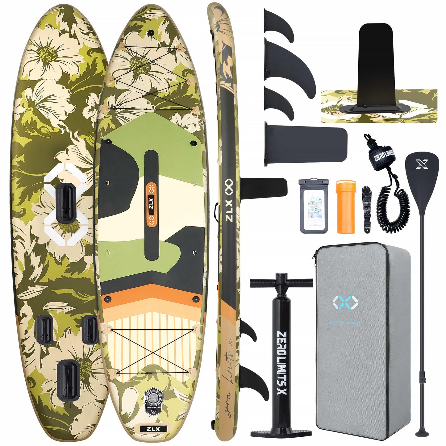 ZLX 11'6"x35" Ultra Wide Inflatable Stand Up Paddle Board | Stable Non-Slip Deck Pad, Unique Fin System, Premium SUP Accessories & Backpack - Upgraded Pump for Adults, All Skill Levels