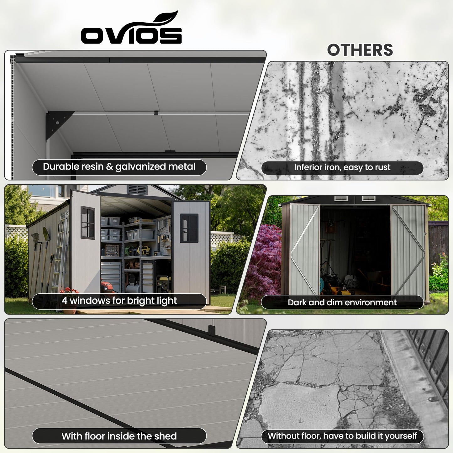8X12 FT Large Outdoor Storage Shed with Floor, Oversized Waterproof Heavy Duty Resin Garden Tool Shed, Backyard Lawn Sheds with Windows, Lockable Door and Vents for Patio Outside