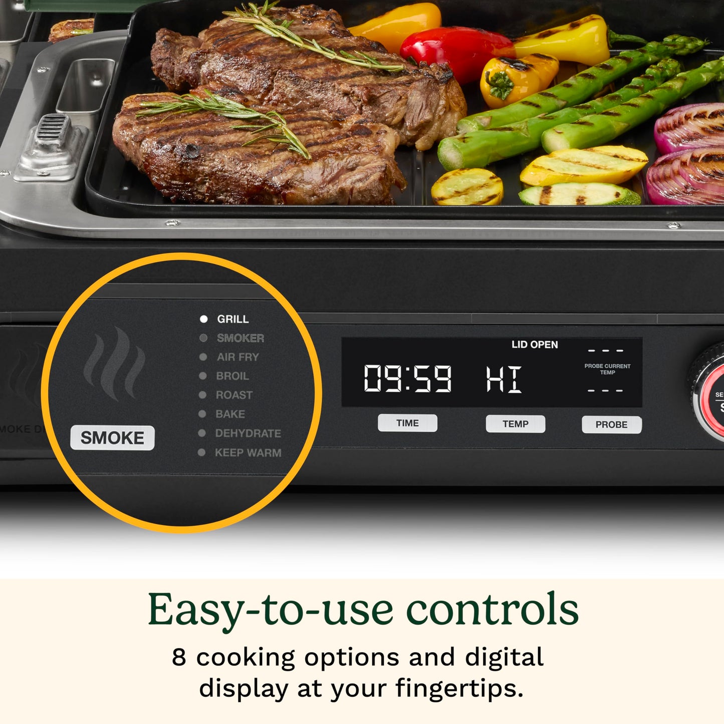 Cuisinart FlavorBoost™ 8-in-1 Outdoor Electric BBQ Grill & Portable Smoker, Air Fryer Grill Combo with Smart Probe, Smoke Drawer, 154 sq. in., Patio & Balcony Grill for Apartments, CEG-1302