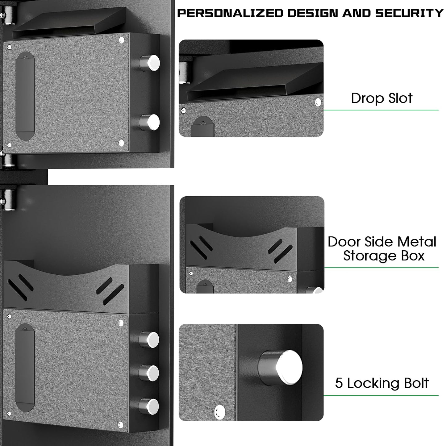 Large Double Door Safe Box Fireproof Waterproof, 6.0 Cu ft Security Safe with LED Light and Dual Alarm System, Home Safes Digital Keypad and Mute Function, Security Lock Box for Money and Valuables