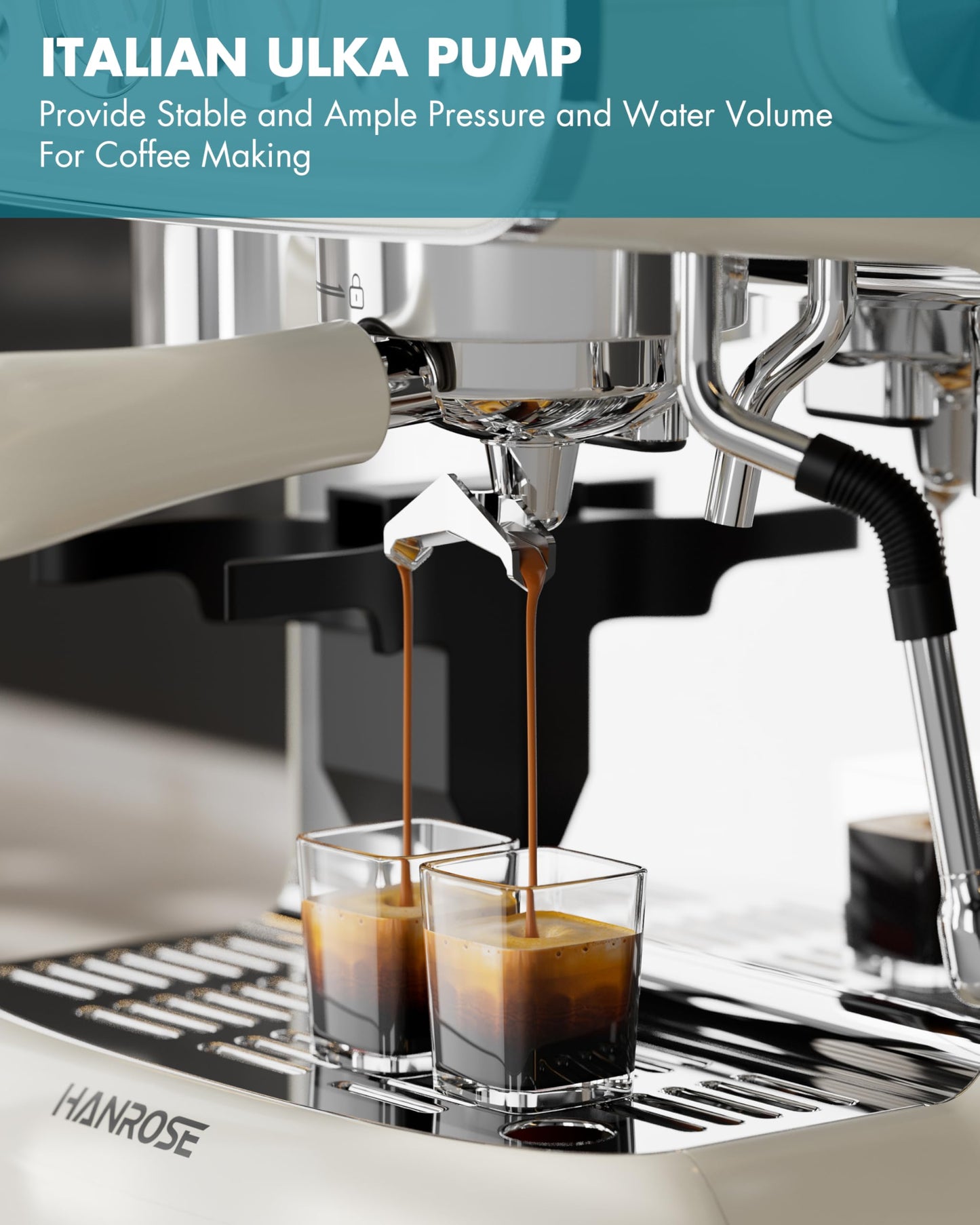 Hanrose Espresso Machine With Grinder, 20 Bar Espresso Machine with Milk Frother Steam Wand, Espresso Machines for Home, Expresso Coffee Machines Professional, Cappuccino Latte Machine