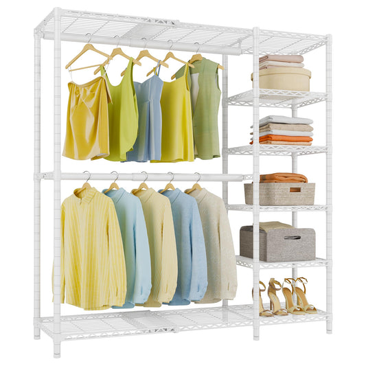 VIPEK X2 Expandable Reach-in Closet Racks Adjustable from 3'3" to 4'8" Portable Open Walk-in Closet Rack System with Flexible Shelves and Hanger Rods Clothing Rack for Hanging Clothes, White