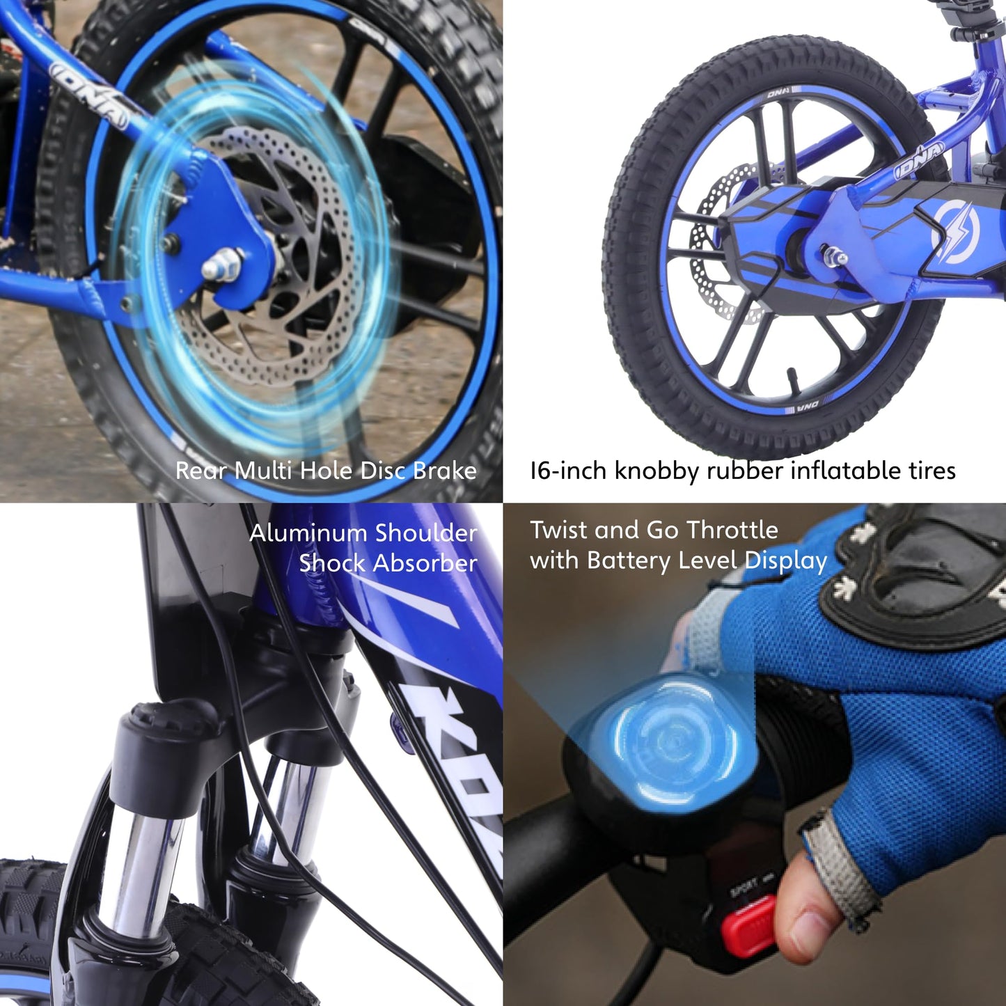 OLALA Electric Dirt Bike for Kids Aged 6-12, 500W Professional Version, Racing Grade Electric Motorcycle, Up to 15.5MPH & 3 Speed Settings, 24V Detachable Battery, 16IN Off-Road Tires