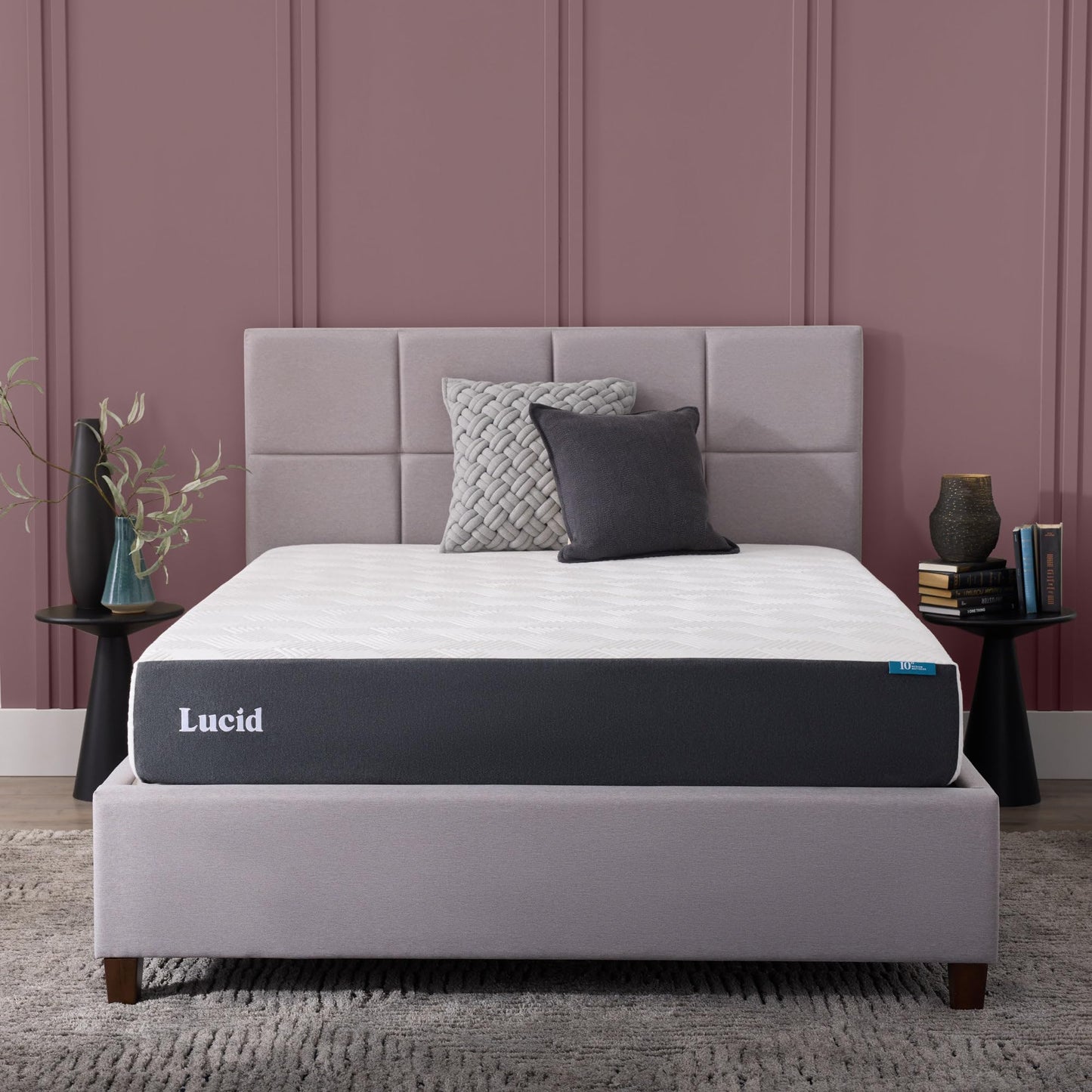 Lucid® 10" Medium Gel Memory Foam Mattress – Bamboo Charcoal & Cooling Gel – Fiberglass Free – Bed in a Box – CertiPUR-US® Certified – Full Size