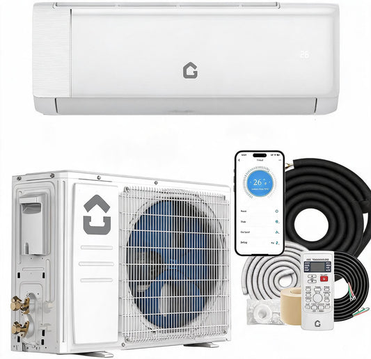 18000 BTU Mini Split Air Conditioner/Heating System, 19 SEER2 Inverter Ductless AC Unit Combo with Heat Pump, WiFi & Remote Control, 5 Modes, Cools/Heats Up to 1,250 Sq.Ft, Complete Installation Kit