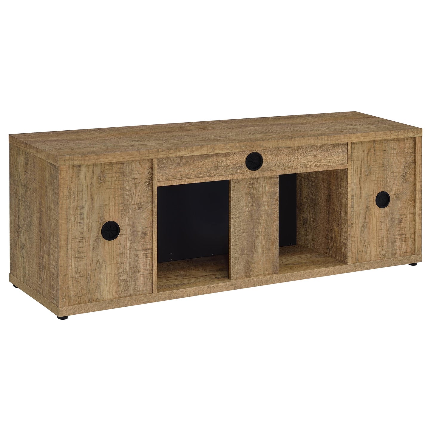 Coaster Home Furnishings - Fuller - Wood - TV Stand Fireplace with Center Flame Box, Open Cubby, Two Adjustable Shelves - Living Room - 60-Inch - Mango - 722852