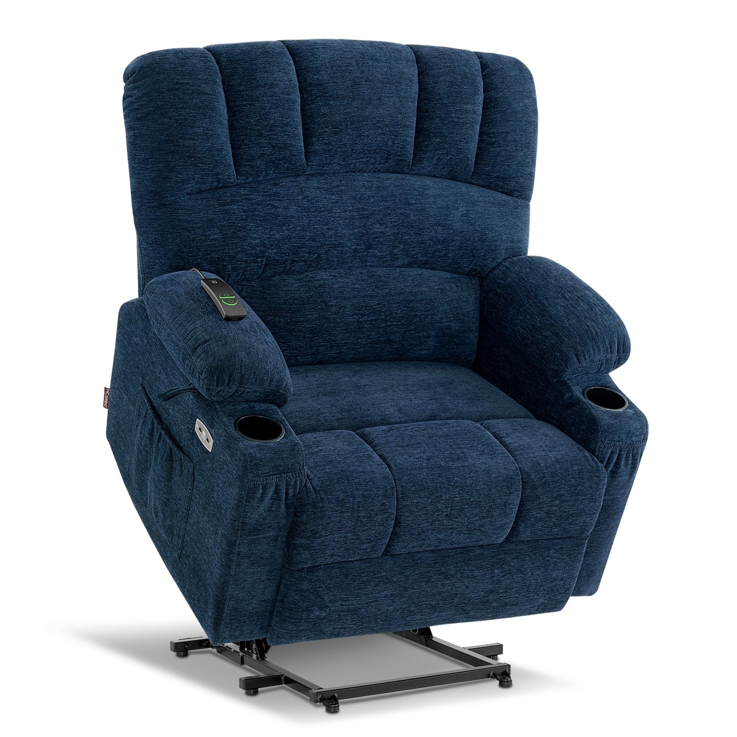 MCombo Power Lift Recliner Chair for Elderly, Lift Chair with Heat and Massage, Extra Wide Lift Recliner for Big People, Fabric R7096 (Medium-Wide, Navy Blue)